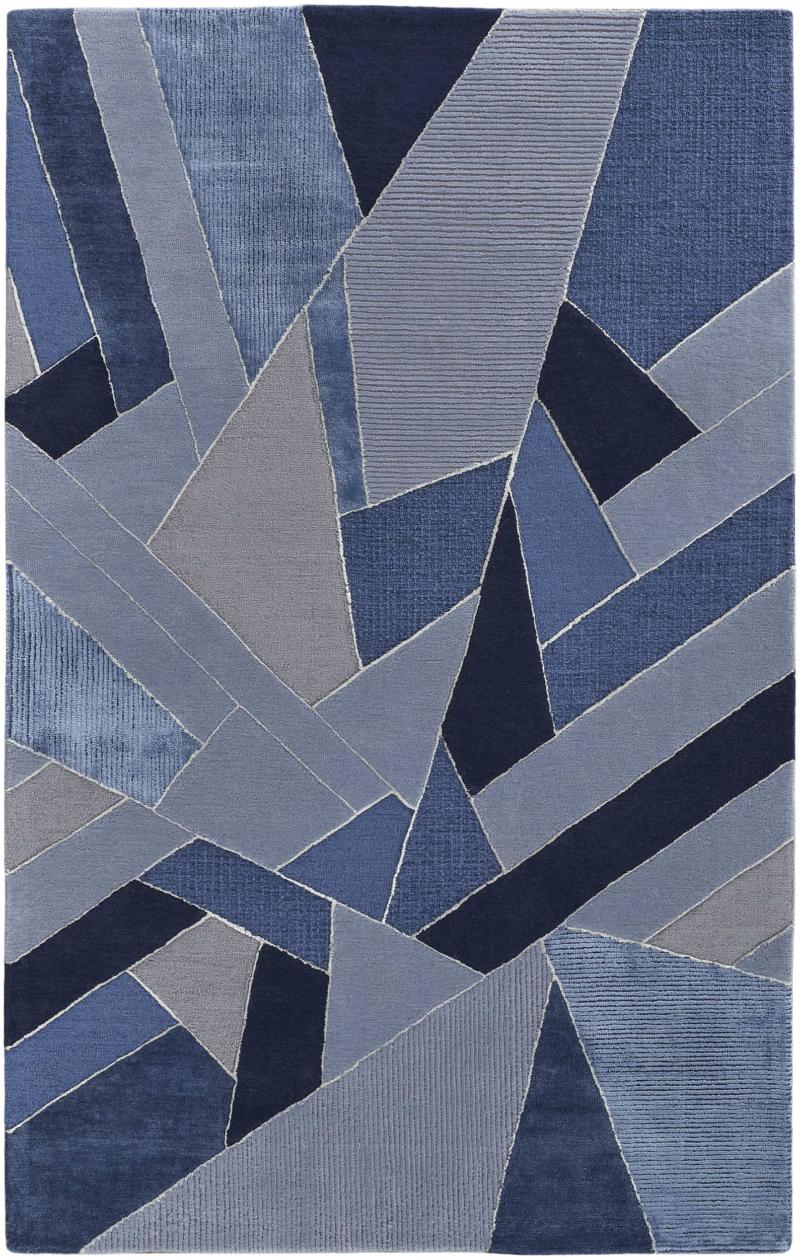 Room Envy NASR8851BLU000F00 8 x 10 (ft) Tufted Wool Blue/Silver Rectangular Indoor Geometric Area rug
