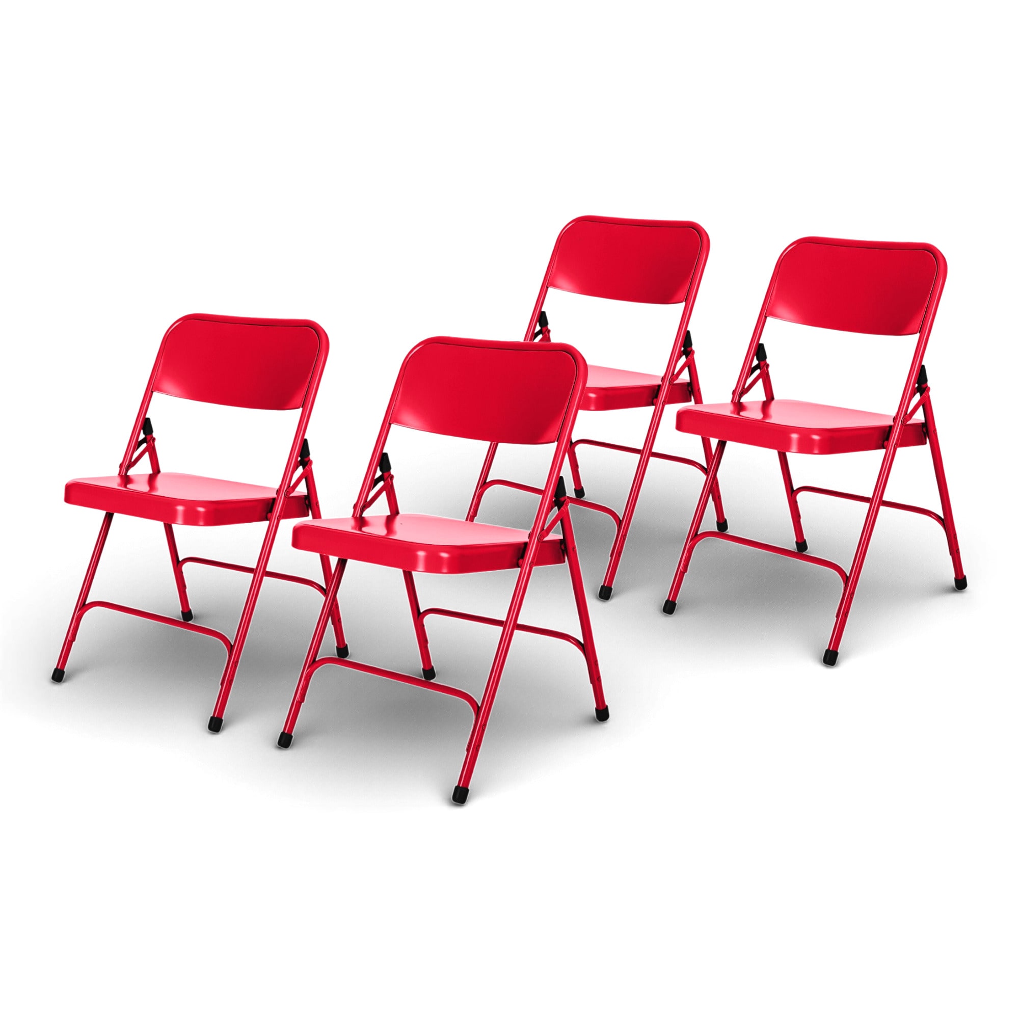 Hampden Furnishings - 4 -Pack Red Metal Frame Metal Seat Indoor/Outdoor Standard Folding Chair 50...