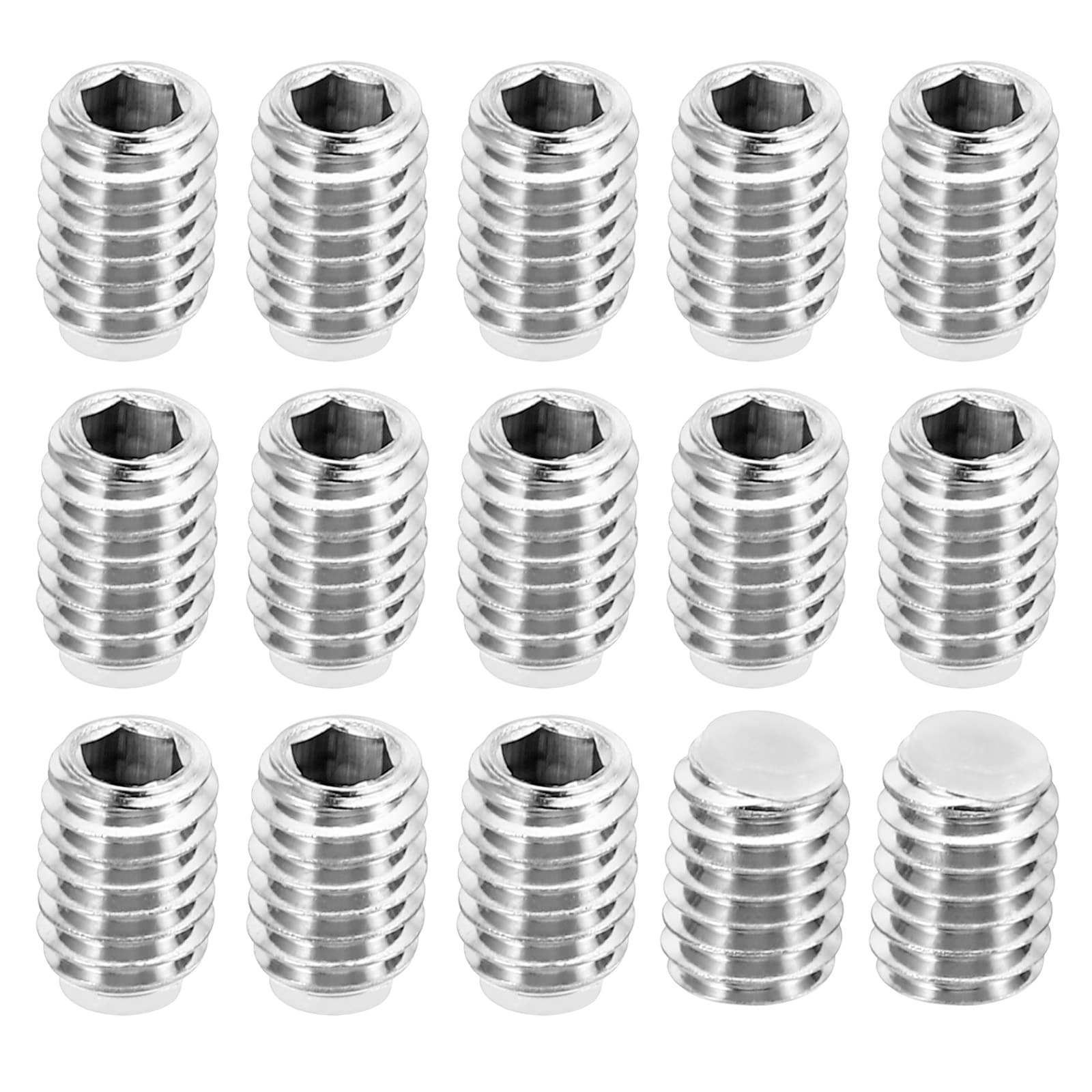 PATIKIL M6x8mm Nylon Tip Grub Screw 15pcs Metric Hex Socket Head Cup Point Anti Slip Set Screws Internal Hex Drive Hardware 304 Stainless Steel