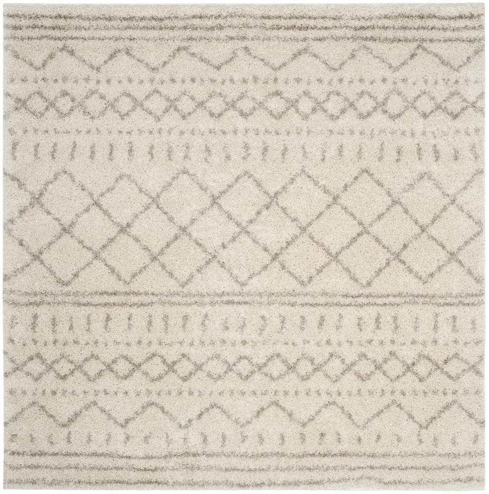 Safavieh ASG741A-7SQ Arizona Bennet Shag 7 x 7 (ft) Loomed Polypropylene Ivory/Beige Square Indoor Abstract Moroccan Area rug