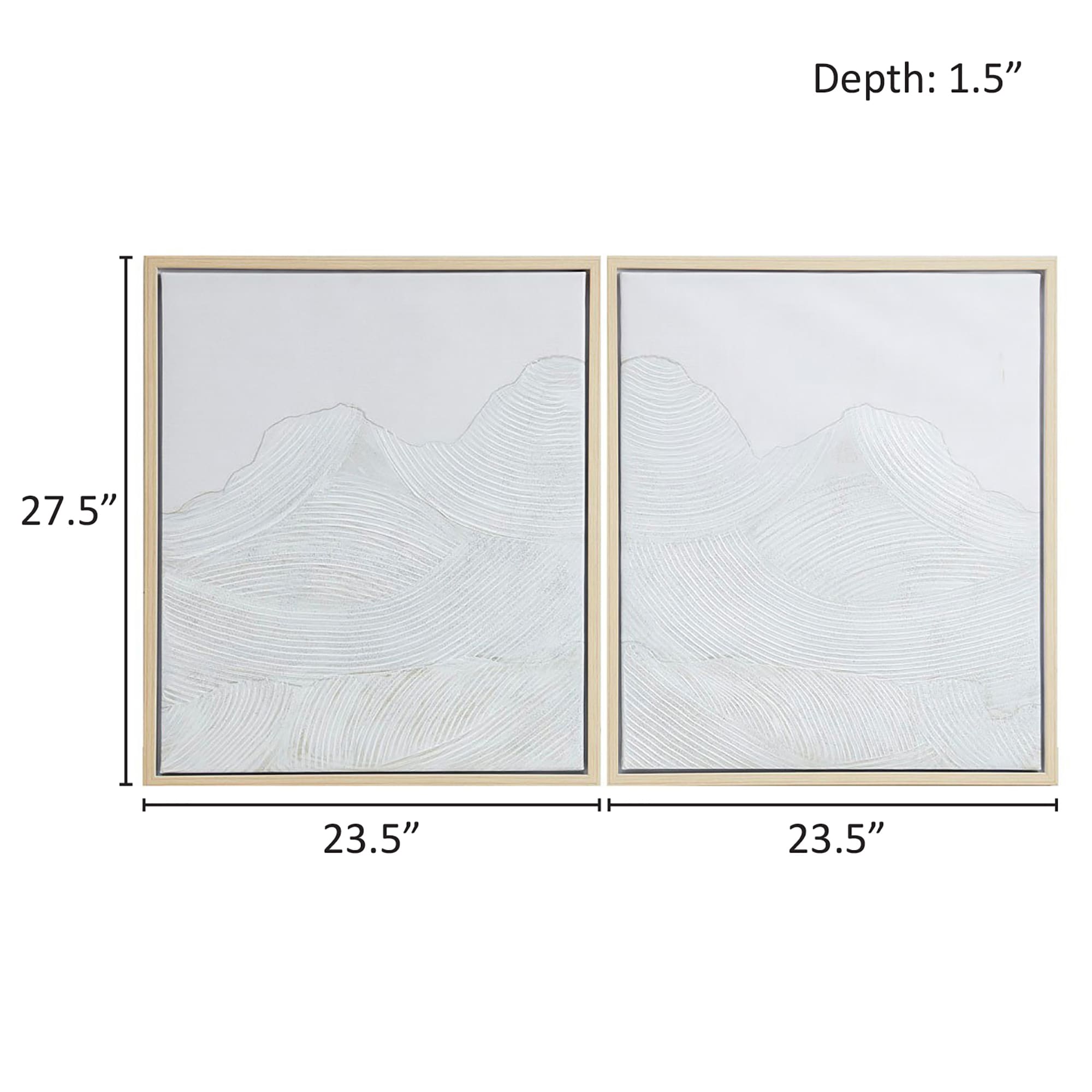 Ivory Hand Embellished Abstract Canvas Wall Art Set with Natural Wood Frame