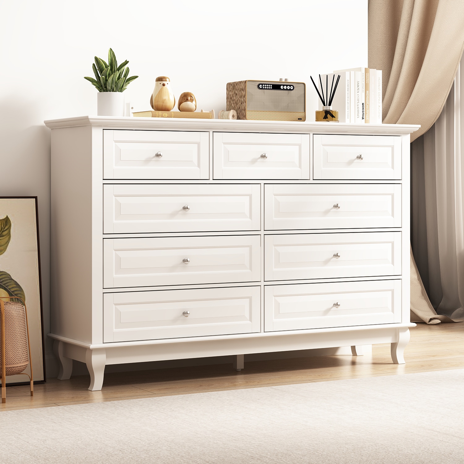 FUFU&GAGA CX0075-01 White 9 -Drawer Standard dresser