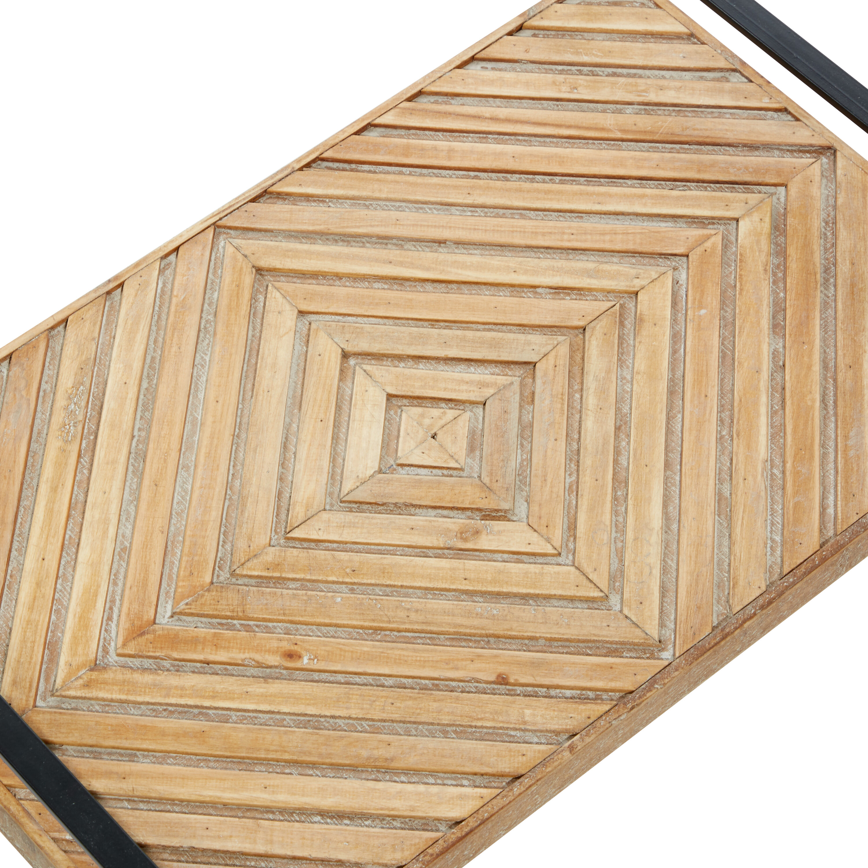 Brown Rectangular Wood Tray Set with Black Handles, 19" and 16"