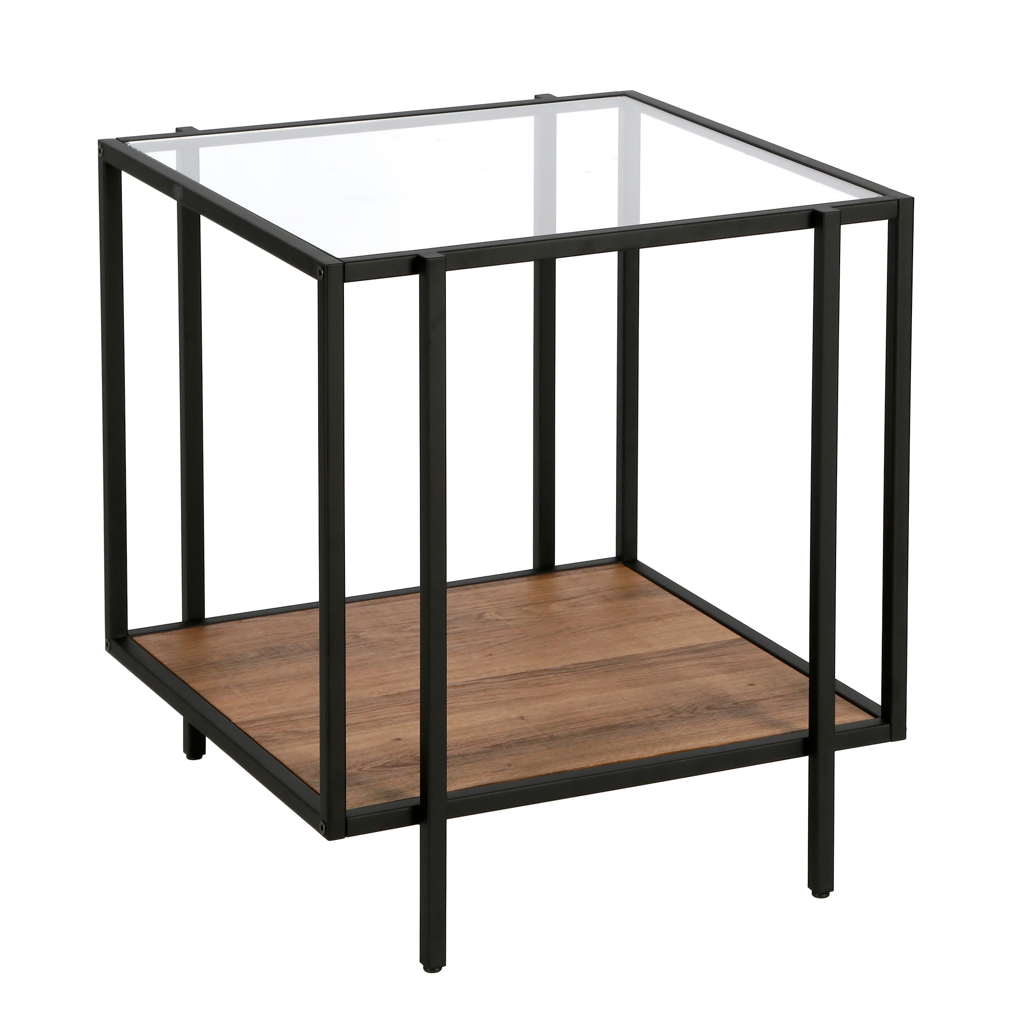 Hailey Home ST0558 Sivil 20.00-in W x 22-in H Blackened bronze Glass Square Casual End Table Assembly Required