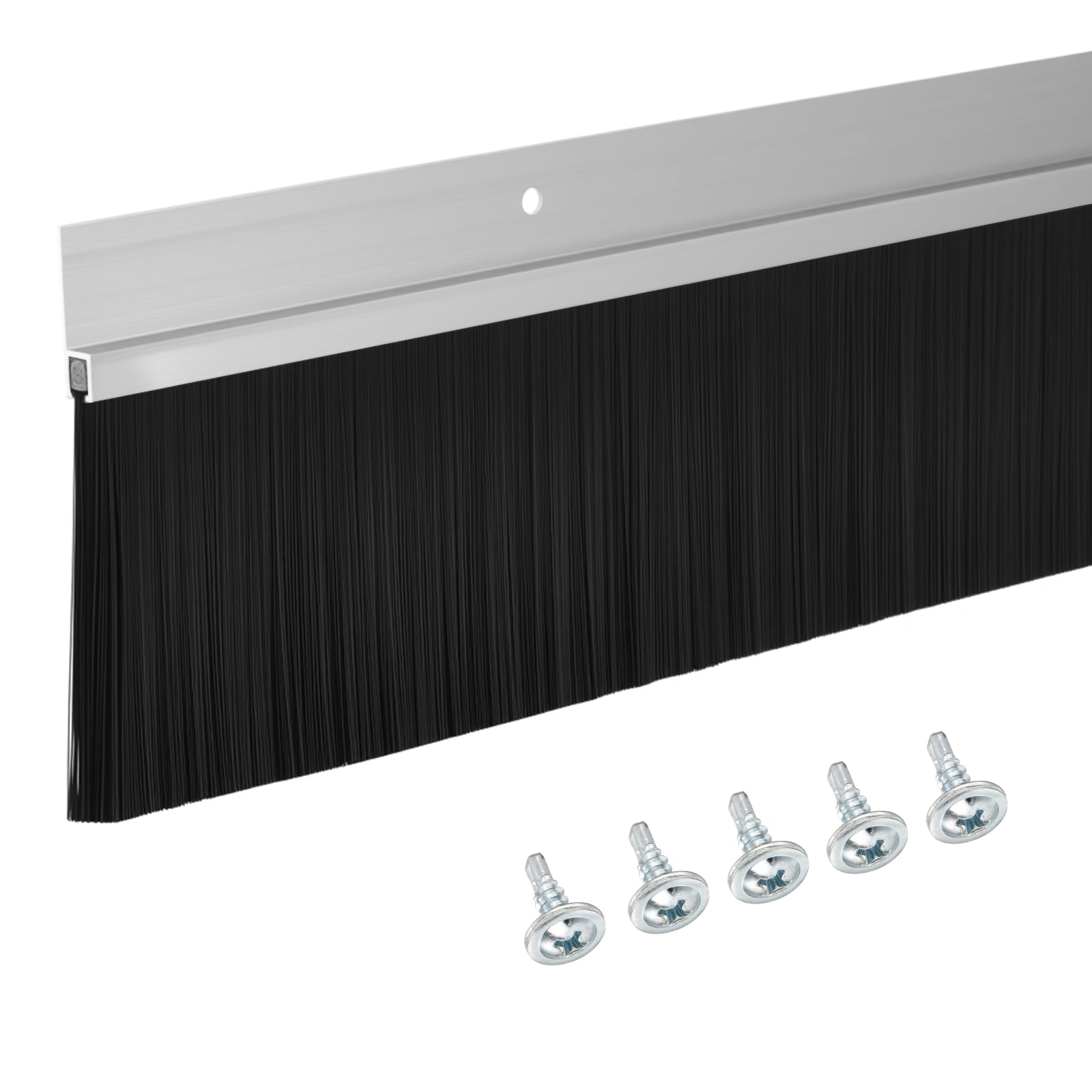 Unique Bargains Door Brush Bottom Sweep-1pc Weather Stripping with 2.76 Inch Black Nylon Brush Fits for Exterior Doors and Industrial Use-1.1 Inch Wide x 35.46 Inch Long Aluminum Alloy Base-Silver #S26011900UX4750
