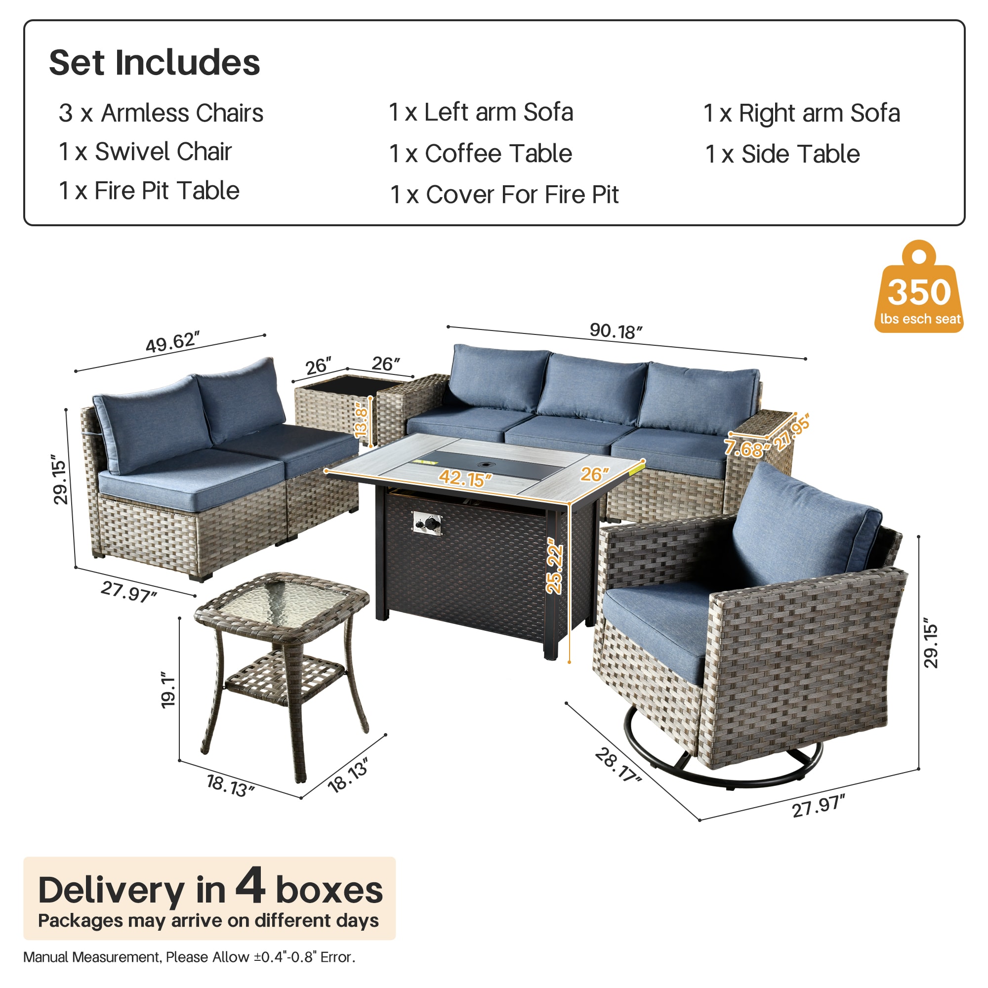 Pouuin SCFPBBR3-9 Patio-Sofas-Daybeds - View #2