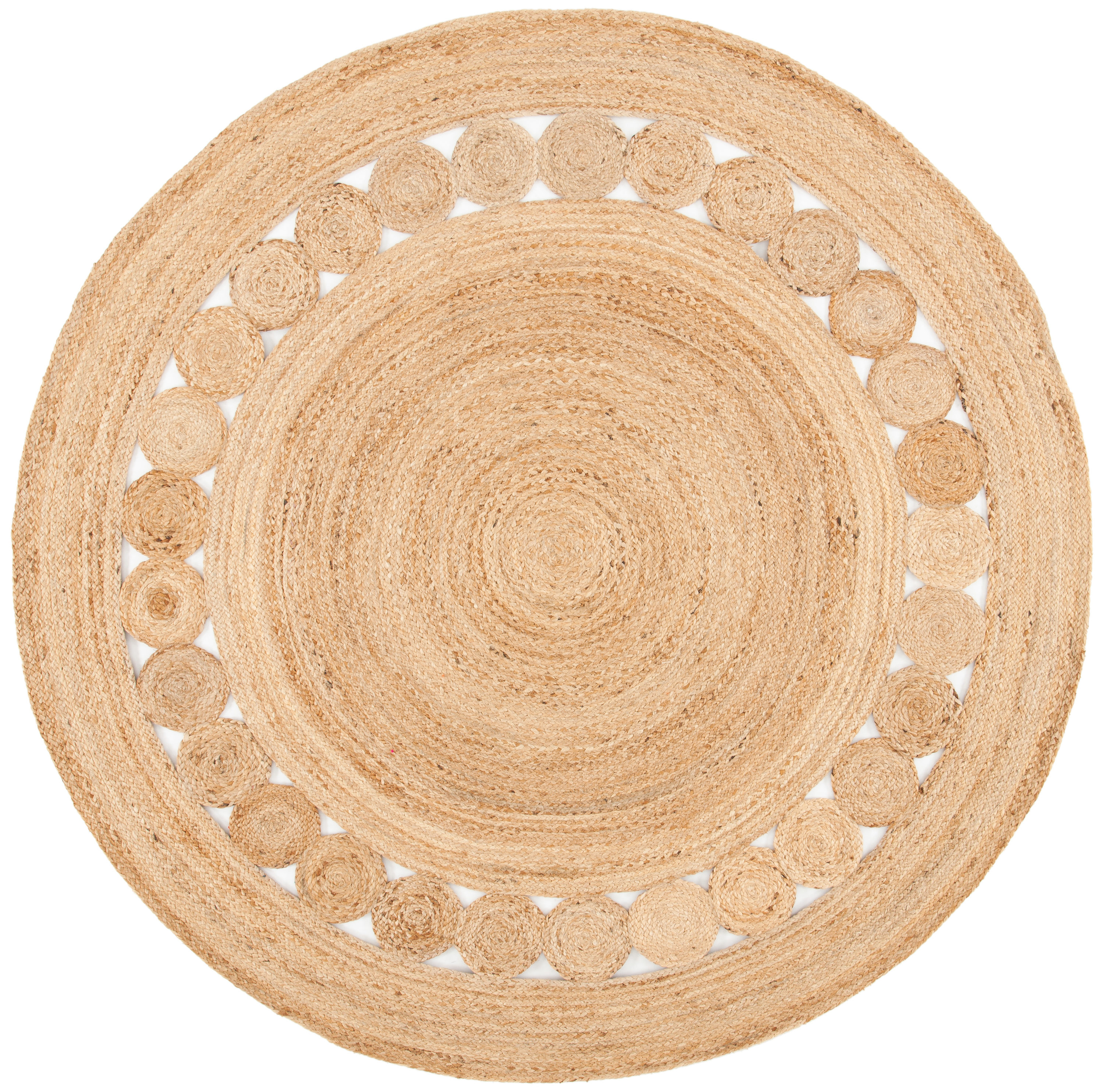 Natural Hand-Woven Jute Round Area Rug, 7' Diameter