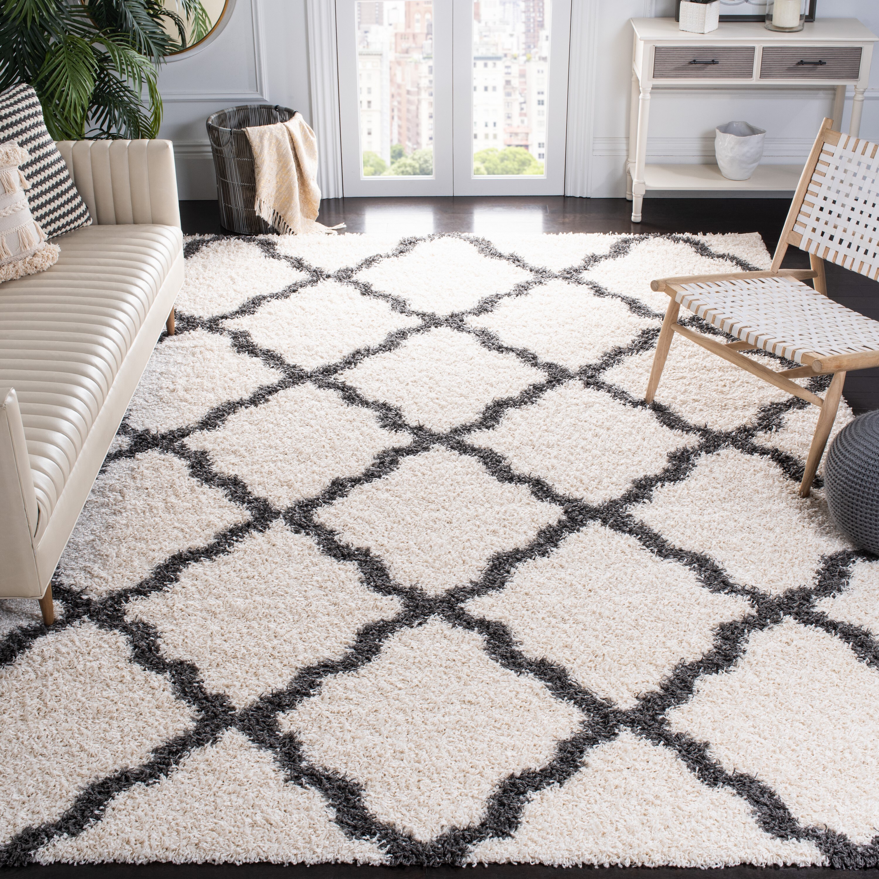 Safavieh SGD258H-8 Dallas 8 X 10 (ft) Ivory/Dark Gray Indoor Trellis Moroccan Area Rug