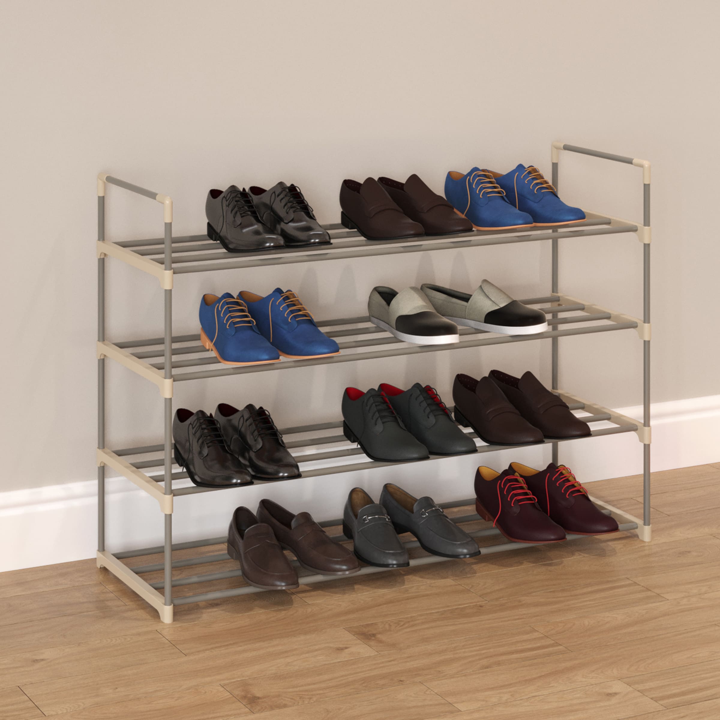 Hastings Home Space Saver Shoe Rack – 4-Tier Stackable Shoe Storage and Organizer