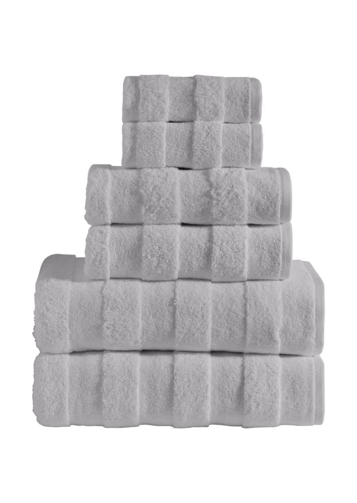 SaaSoh APC-6PK-IGY 6-Piece Ice Grey Cotton Quick Dry Bath Towel Set (Apogee)