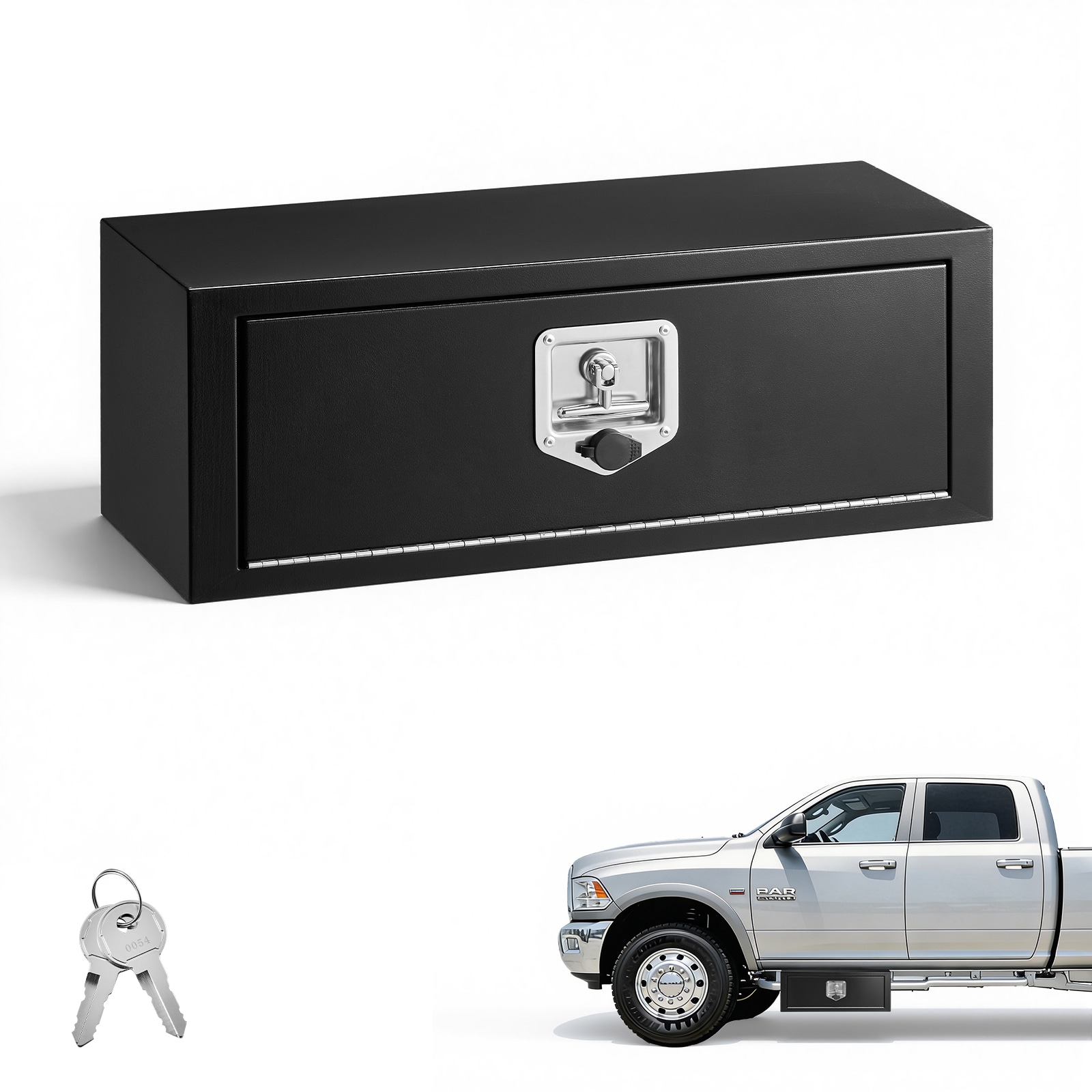 VEVOR 27-in x 10-in x 10-in Black Steel Underbody Truck Tool Box