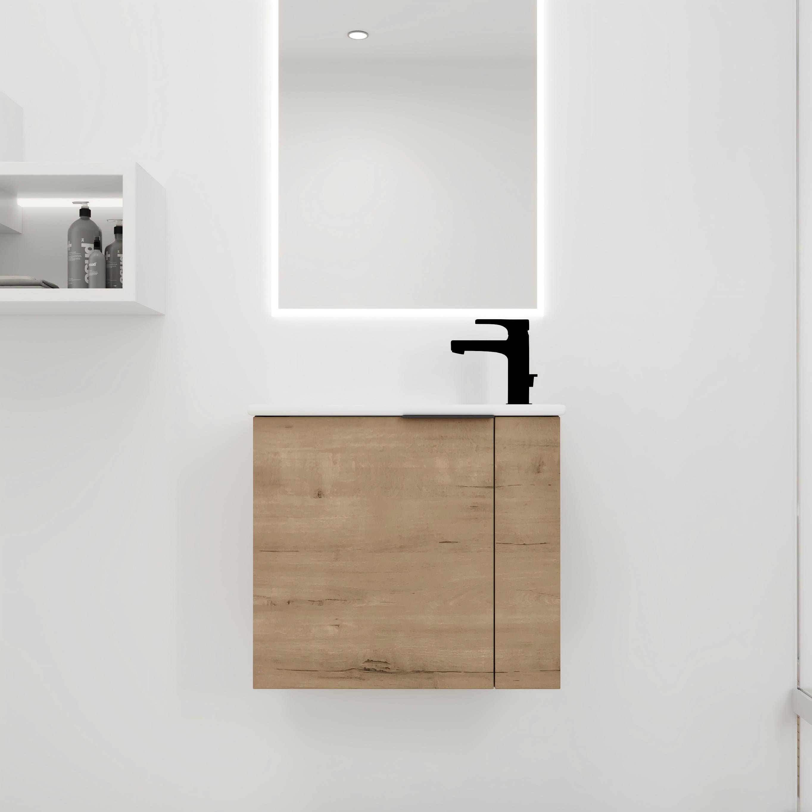 Iseryn YSG06877 Bath Vanity 22-in Oak Undermount Single Sink Floating Bathroom Vanity with White Ceramic Top