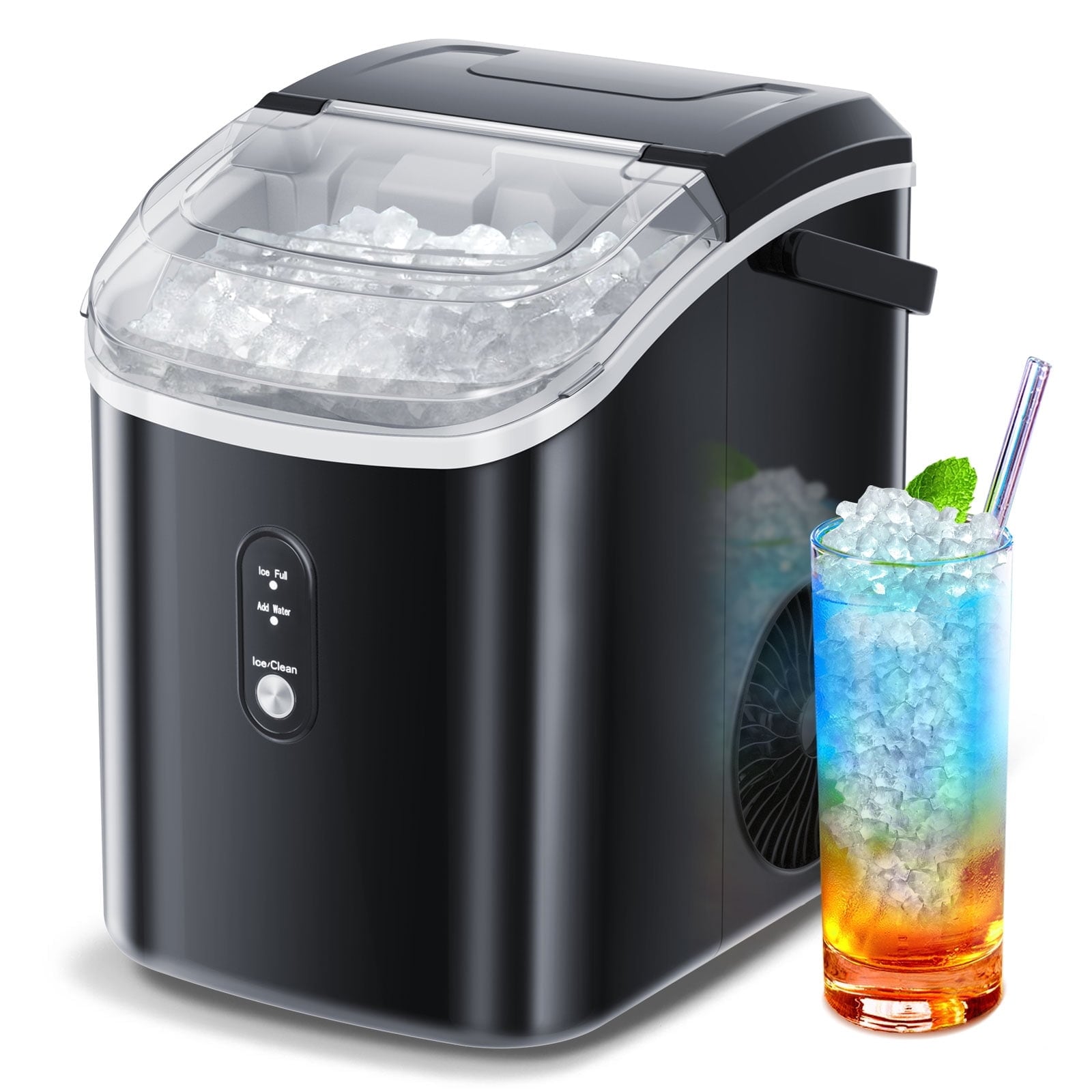 Antarctic Star Z5815NH-BLACK 34-lb Ice Per day Countertop or portable Nugget/Pebble Ice Maker ( Black )