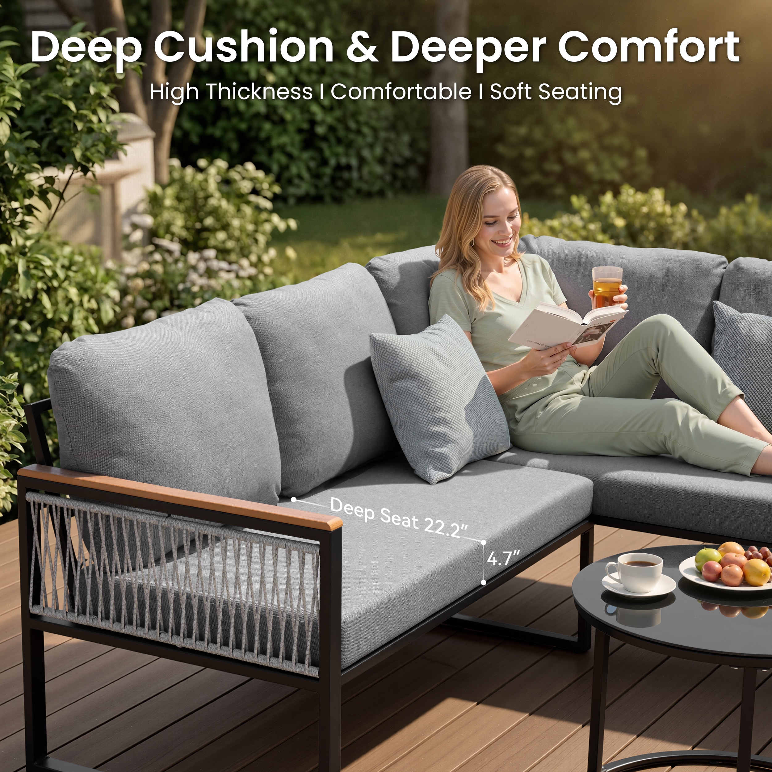 Crestlive Products CL-SFT01776LGY-4 Patio-Sofas-Daybeds - View #5