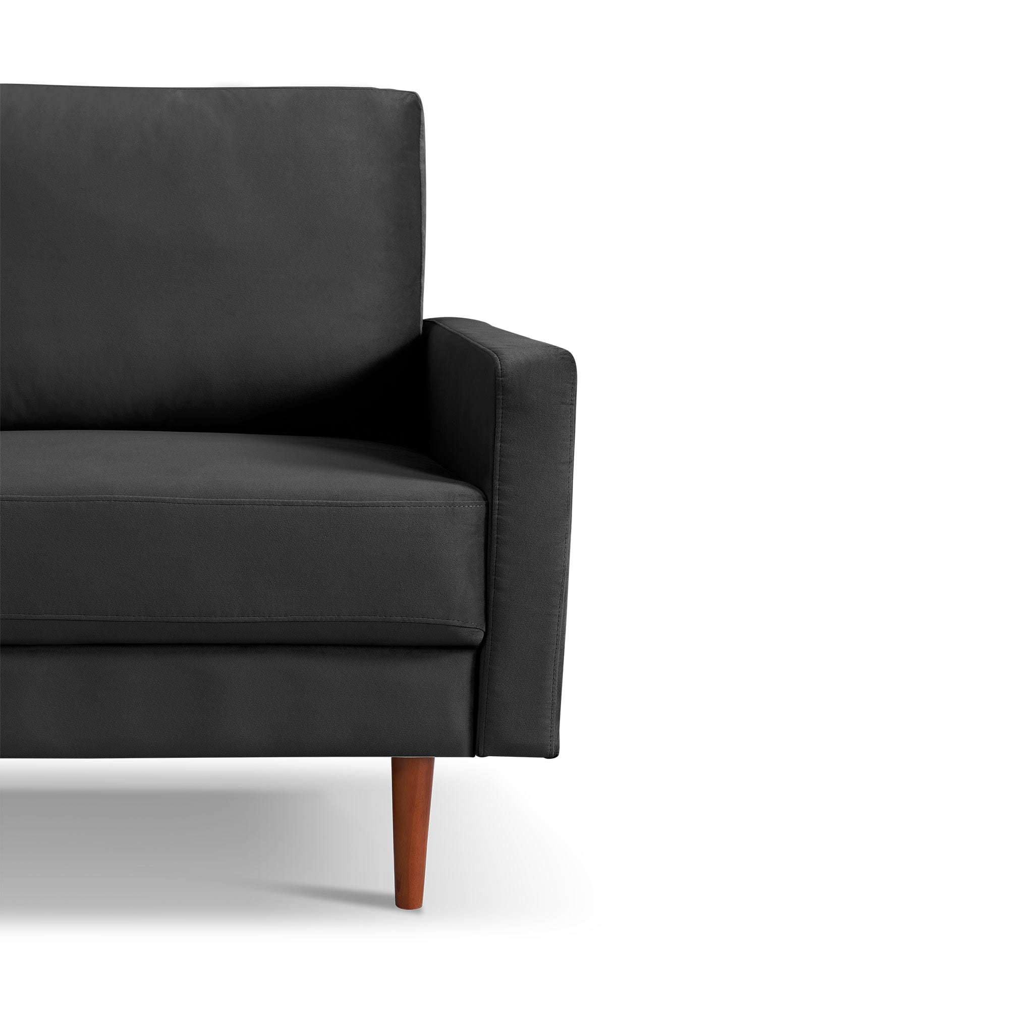69 Inch Black Velvet Lawson Sofa with Wood Legs