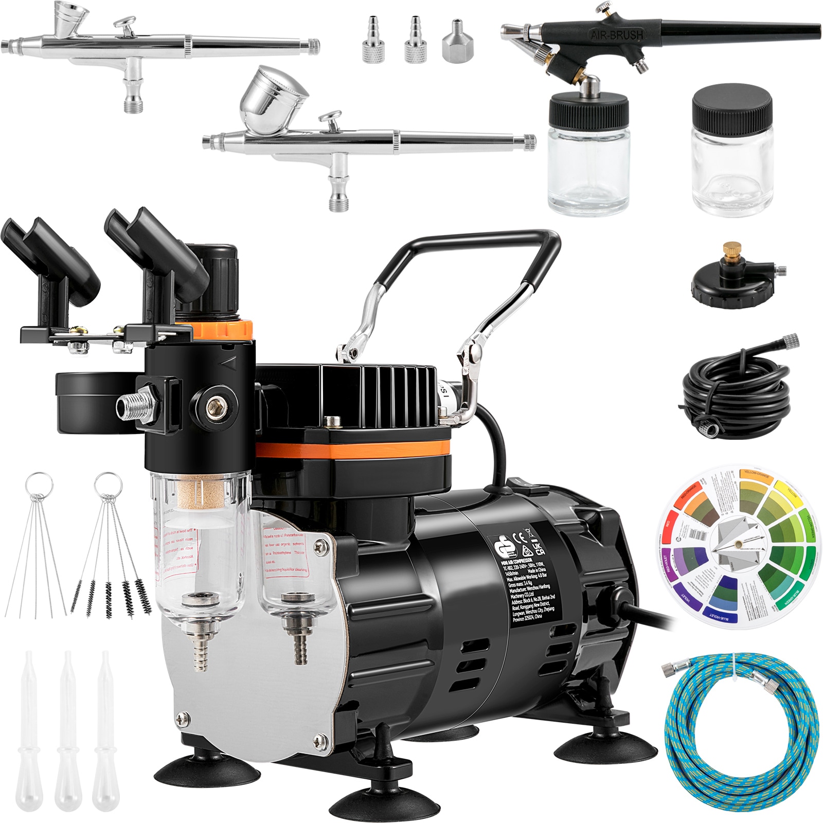 VEVOR SCJCBTZMG3J903707V1 Airbrush Ensemble  Expert Airbrush Kit with Compressor  Multi-Use Dual-Action Gravity Feed Airbrush System for Art  Nails  Cookies  Tattoos