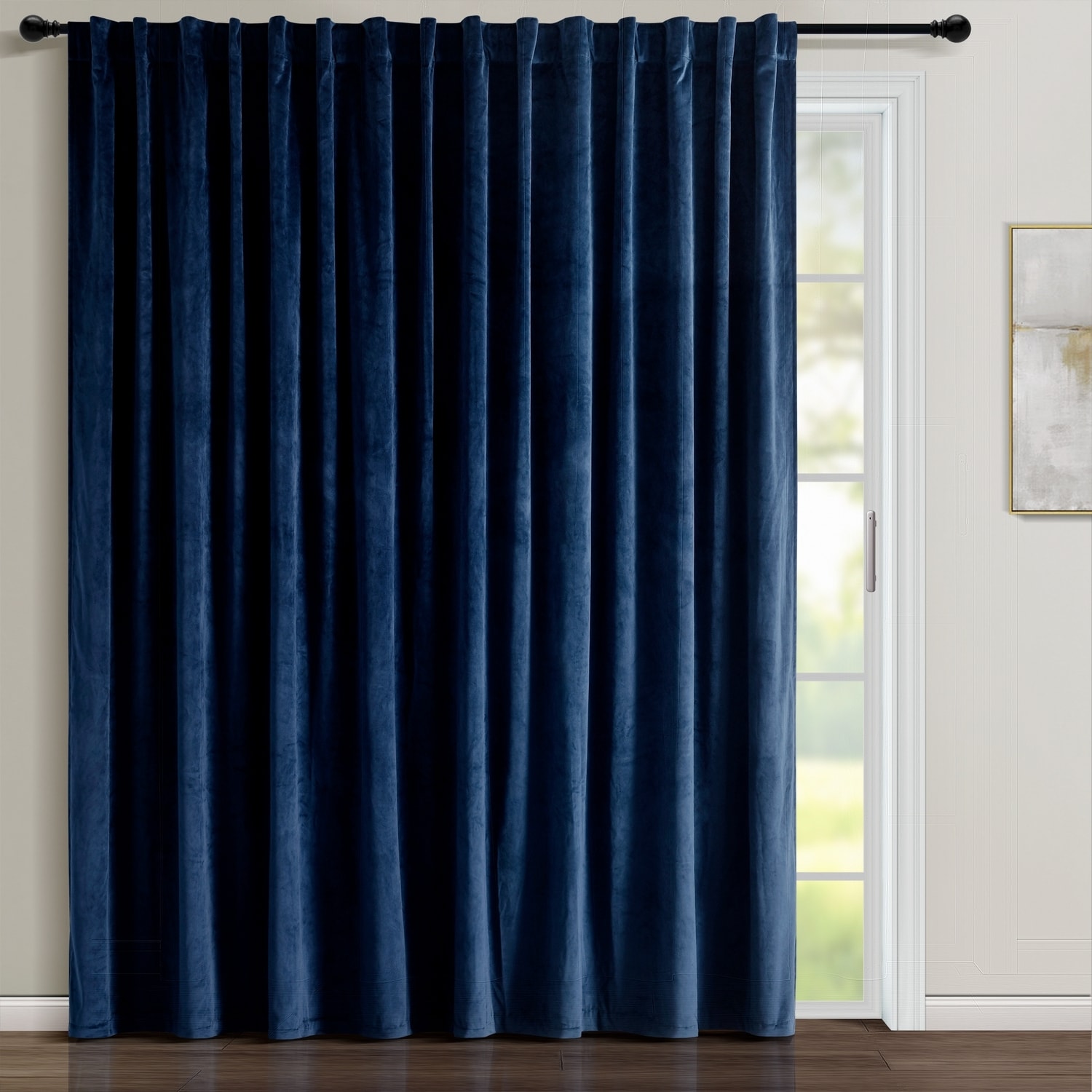 Lush Decor 21T012477 84-in Navy Light filtering Back tab/Pinch pleat/Rod pocket Single curtain panel