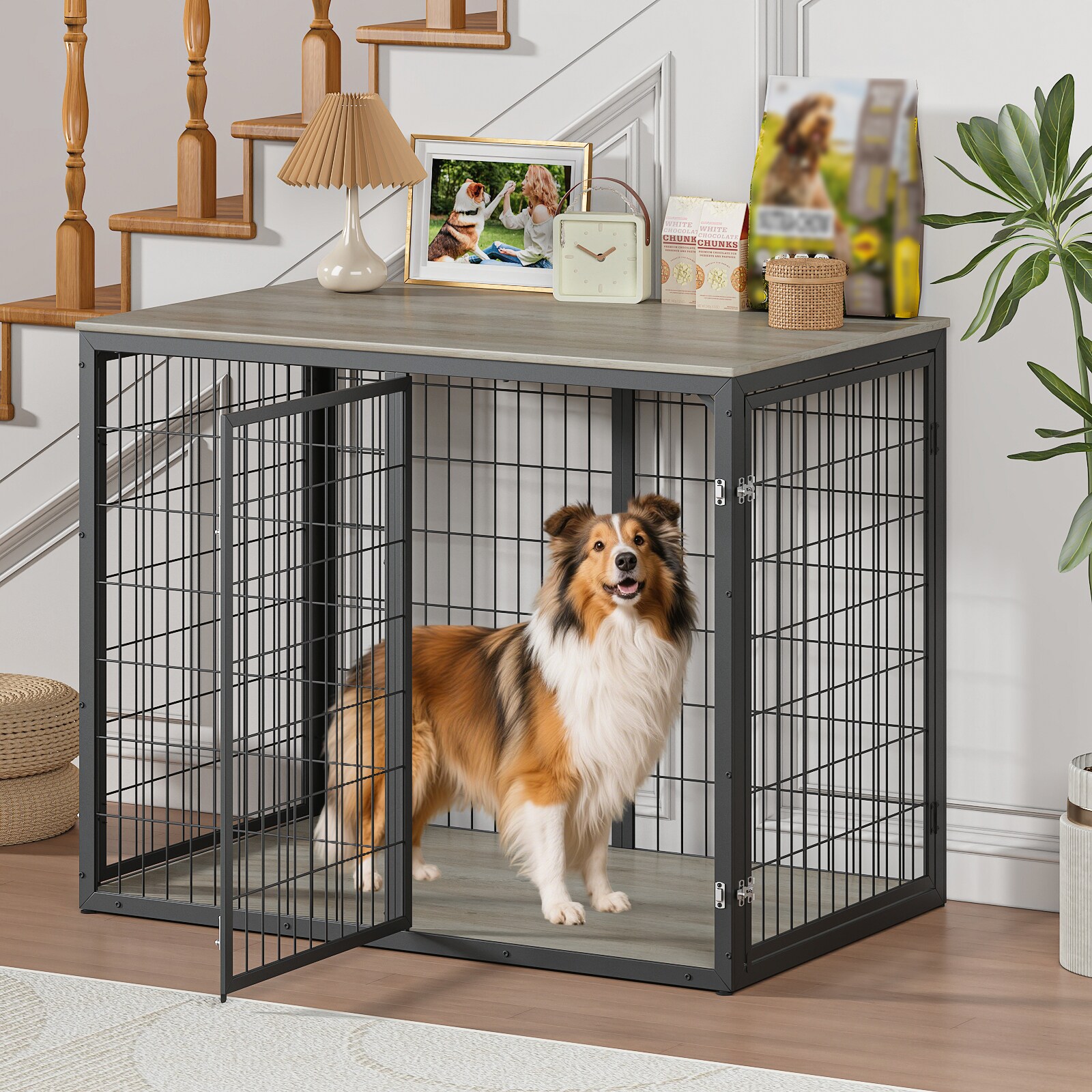 Clihome MDF with aluminum Indoor Crate for Any Pet Any Dog ( 3.93-ft L x 2.43-ft W x 3.13-ft H )