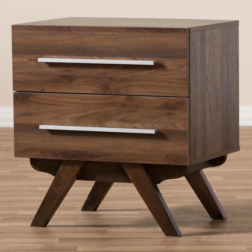 Baxton Studio Auburn Walnut Rubberwood Nightstand in the