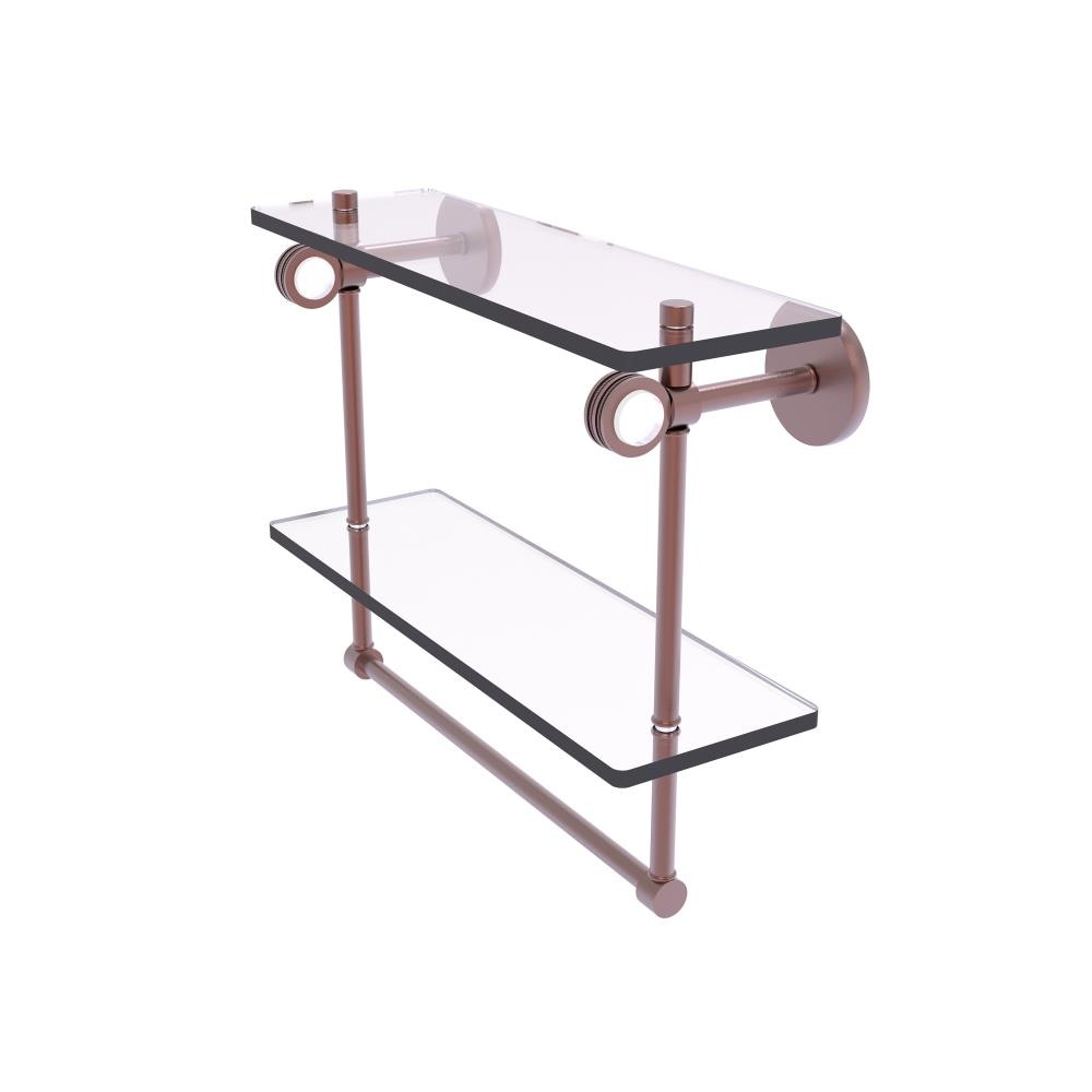Allied Brass CV-2TBD-16-CA Clearview Antique Copper 2 -Tier Wall mount Bathroom Shelf ( 16-in x 12.8-in x 5-in )