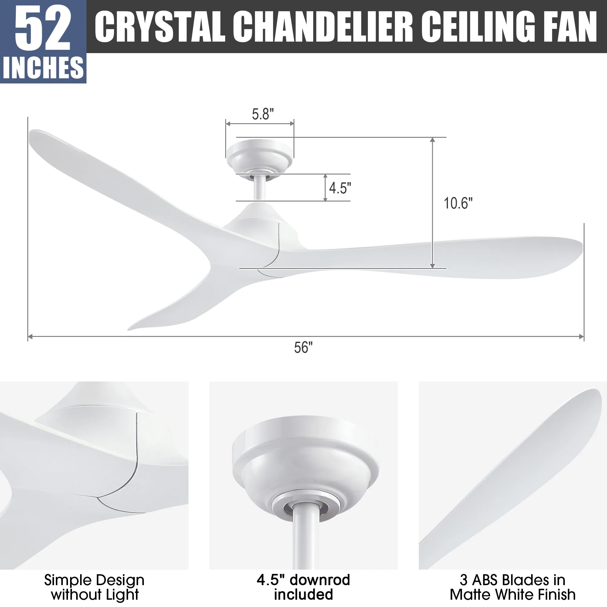 Parrot Uncle BBHTD20170J-WH Ceiling-Fans - View #6