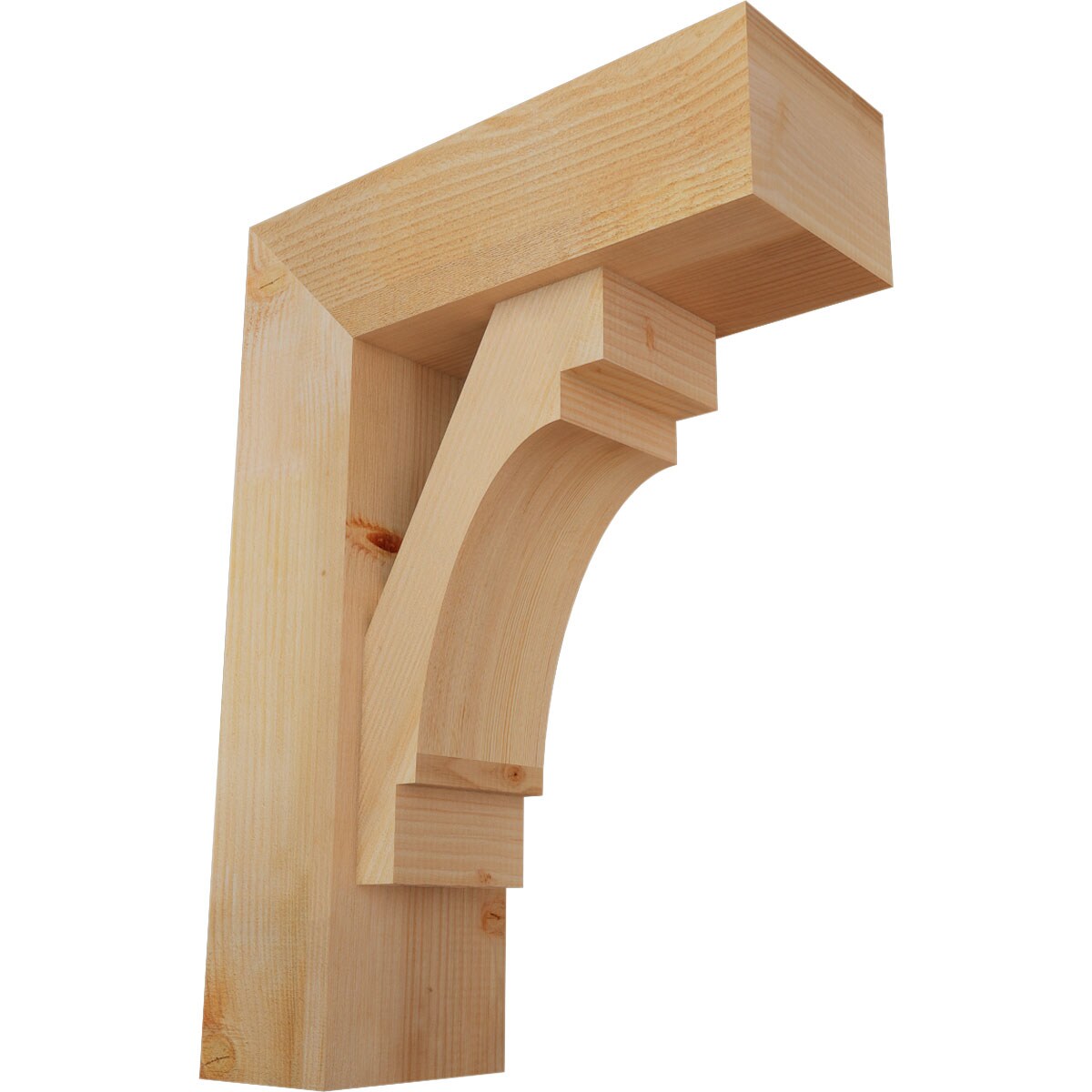 Ekena Millwork 1463272 Merced block rough sawnbracket with offset brace Douglas Fir Wood Standard Bracket