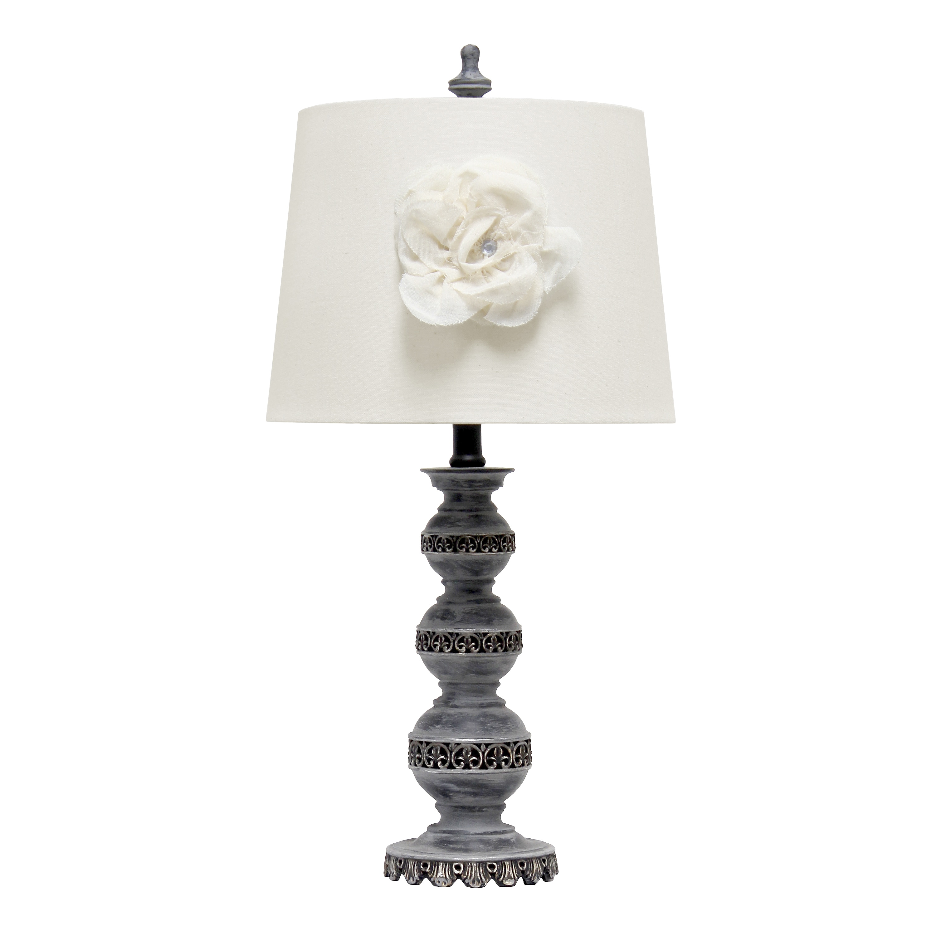 Lalia Home LHT-4023-WH 25-in Aged Bronze LED Rotary socket Table Lamp with Linen Shade