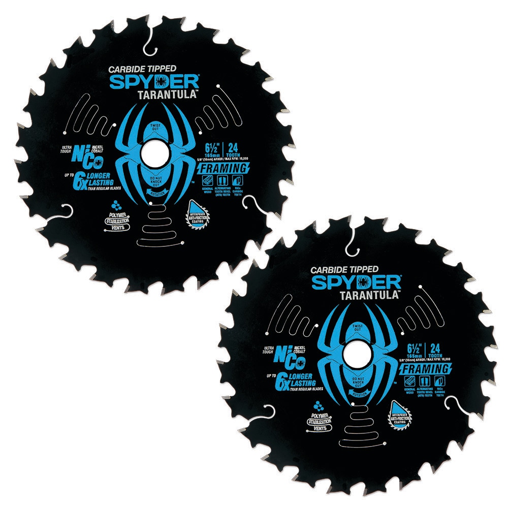 Spyder 13004-2 6-1/2-in 24 -Tooth Rough Finish Tungsten carbide-tipped steel Circular saw blade Individual 2 -Pack