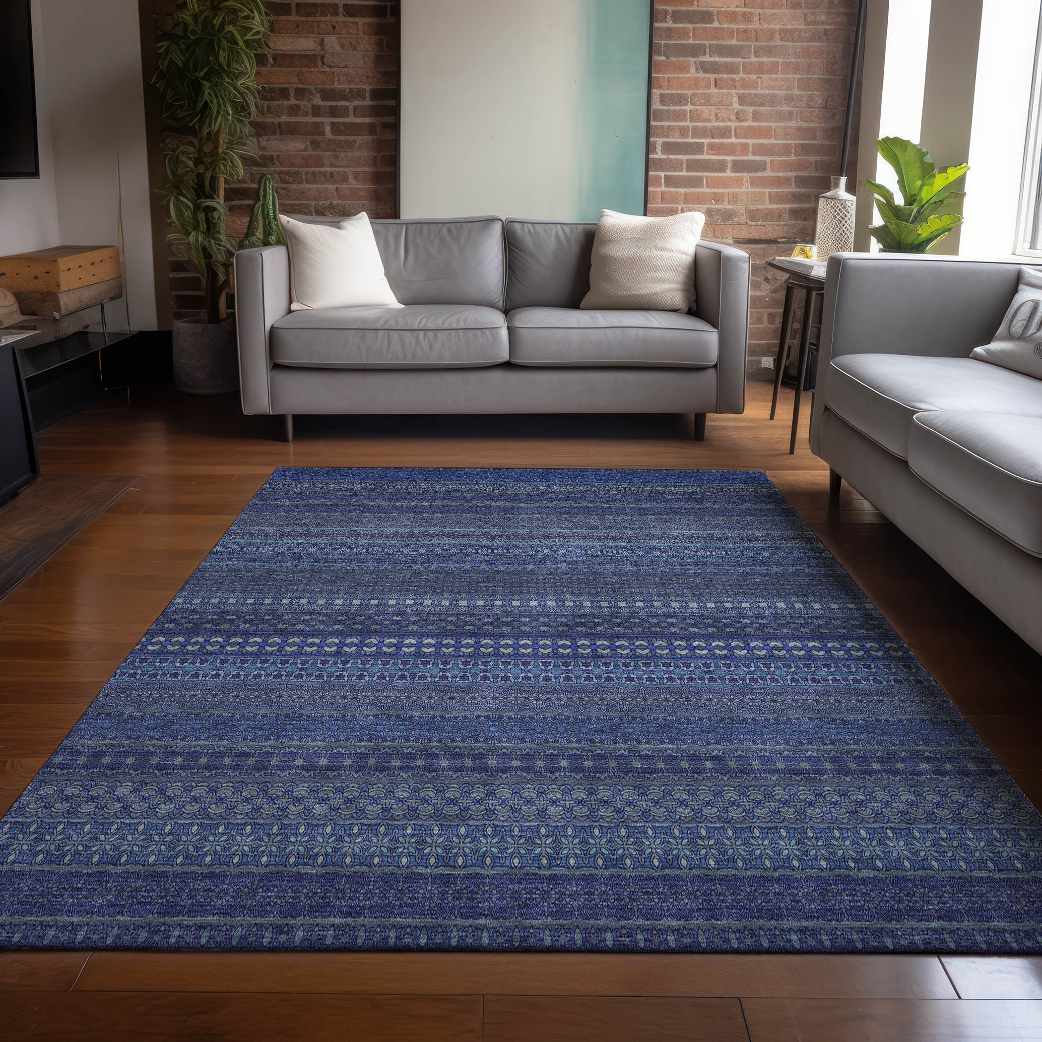Addison Rugs ACN527NA5X8 Chantille ACN527NA 5 x 7 (ft) Polyester Navy Rectangular Indoor/Outdoor Abstract Machine washable Area rug