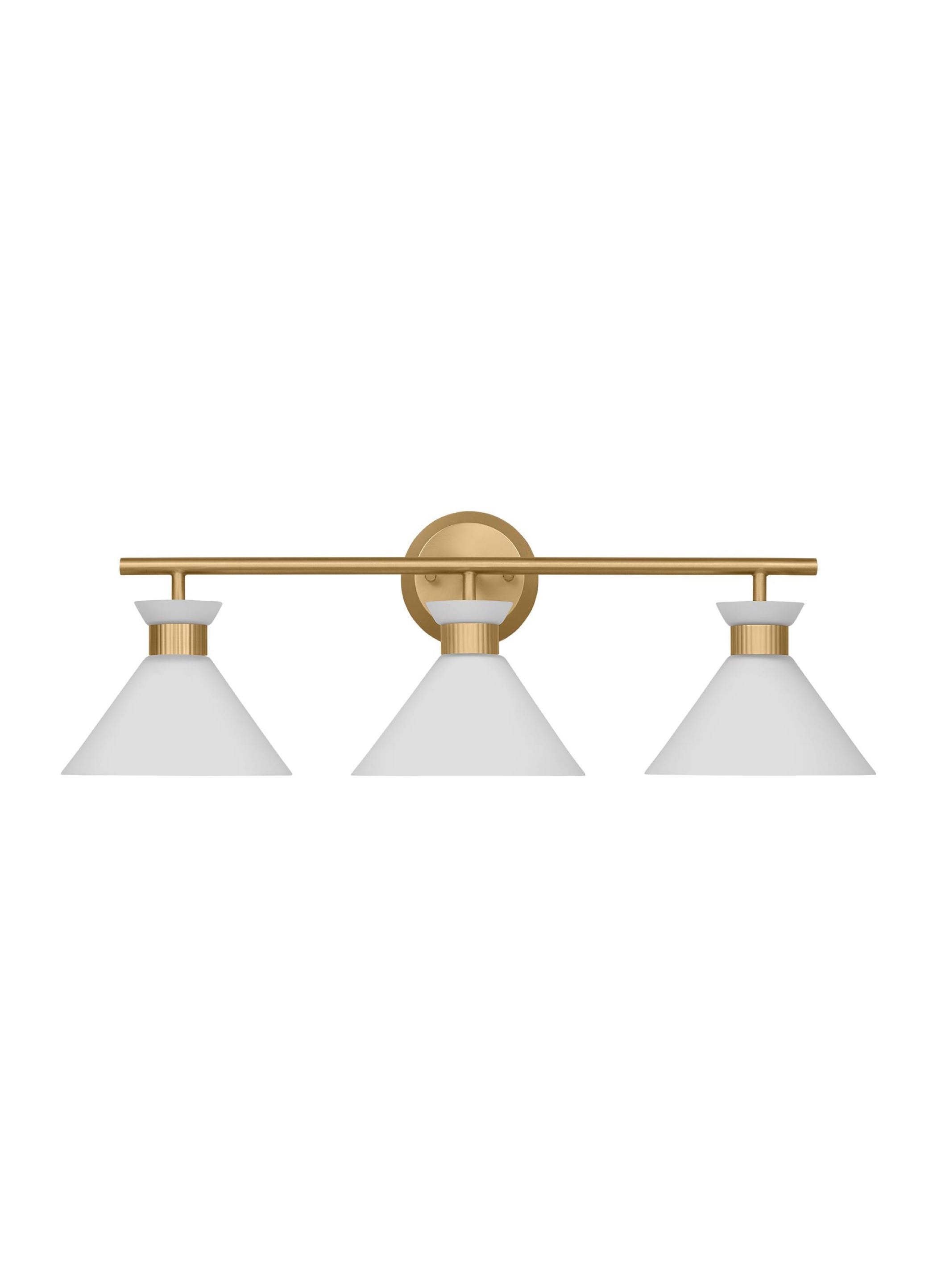 Satin Brass 3-Light Vanity with Etched Glass Shades