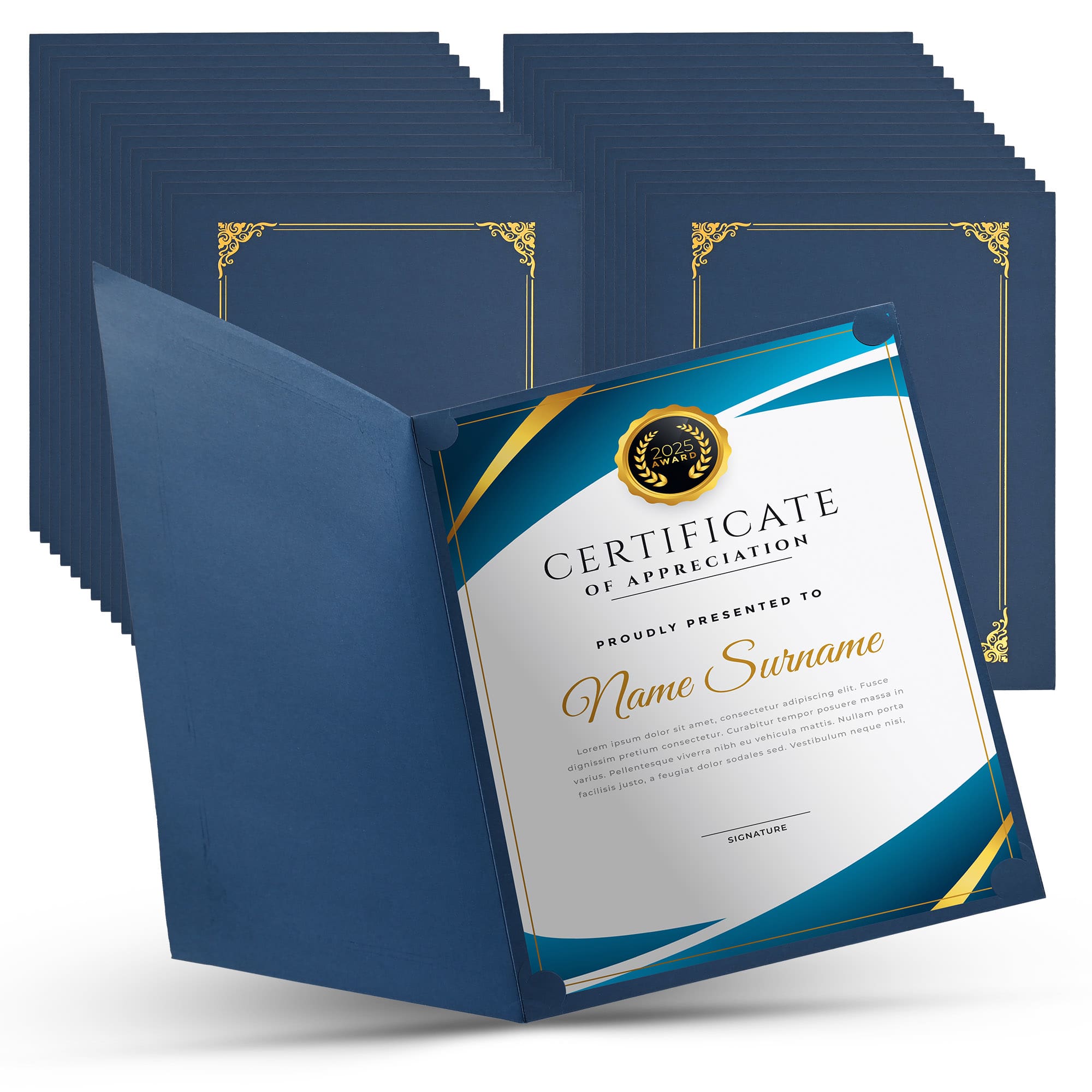 Yescom 16CEH001-811-03-LO WinSpin 30 Pack Certificate Holders Diploma Covers for Letter Size with Gold Foil Borders Award Certificate Paper Documents
