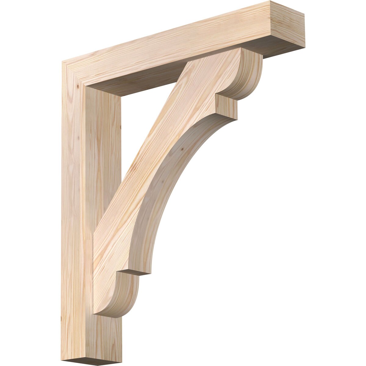 Ekena Millwork 1463753 Olympic Block Smooth Bracket with Offset Brace Douglas Fir Wood Standard Bracket