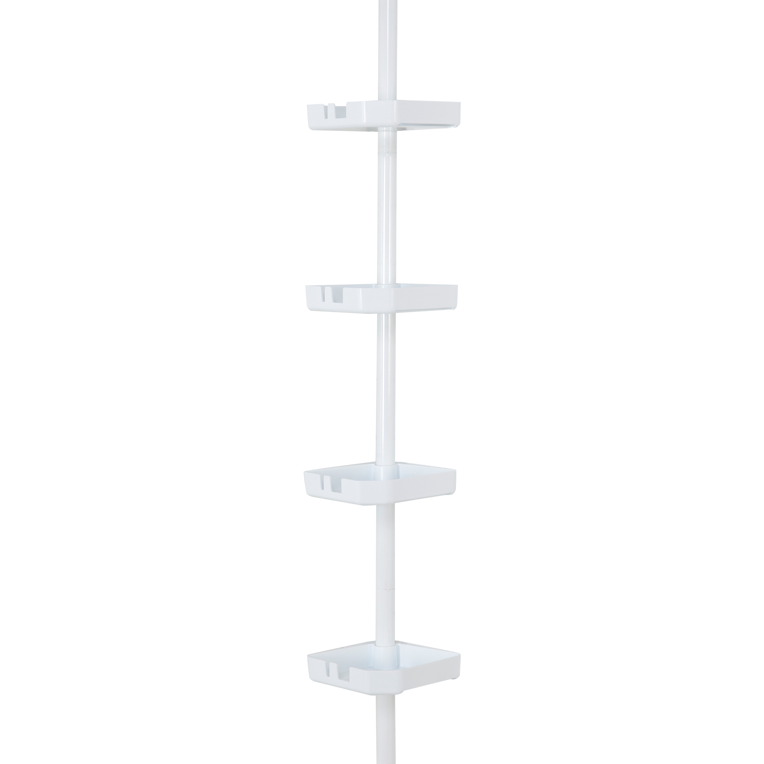 Bath Bliss White Plastic 4-Shelf Tension Pole Freestanding Shower