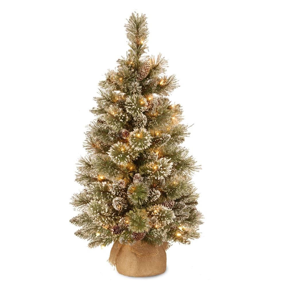 National Tree Company 3-Ft Pre-Lit Slim Artificial Christmas Tree 35 Constant White Clear Led Lights In The Artificial Christmas Trees Department At Lowes.com