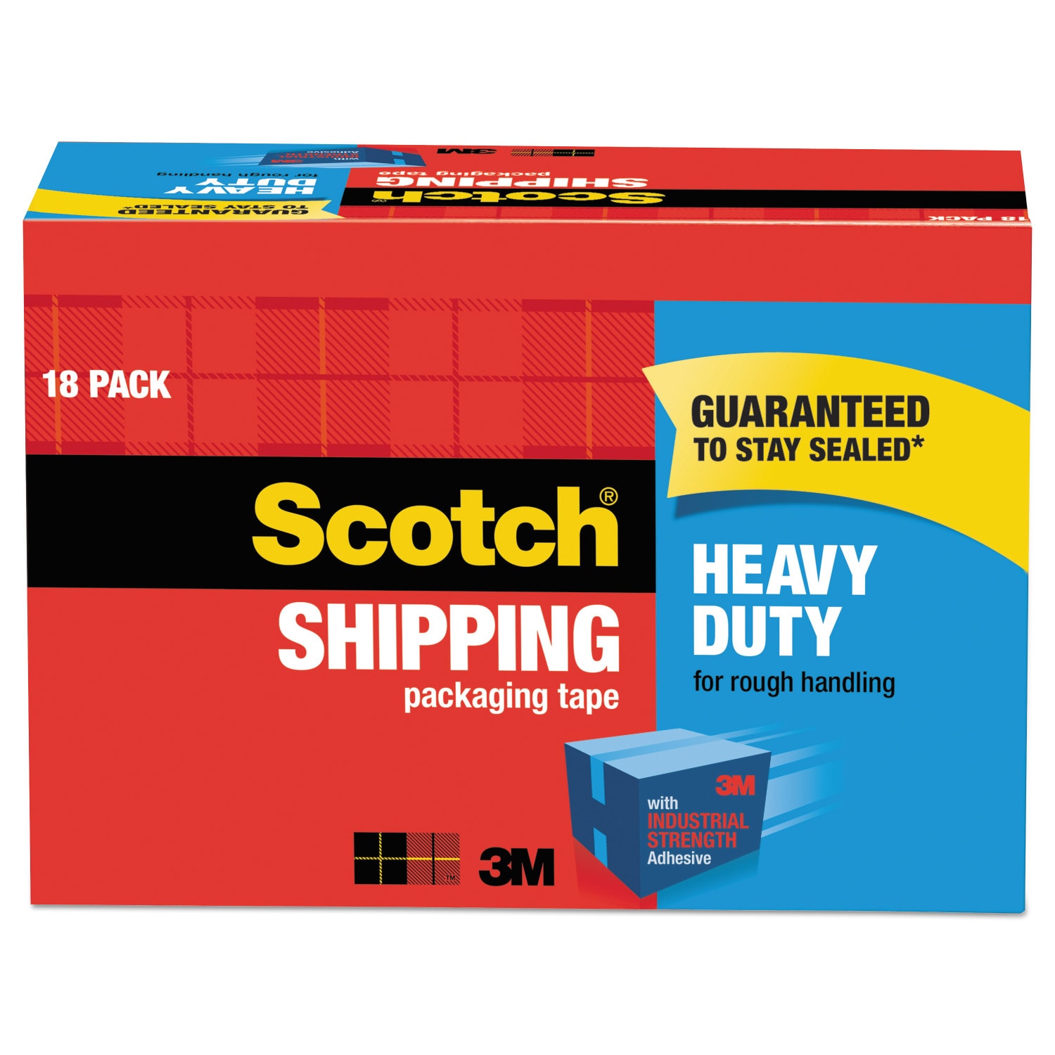 Scotch Heavy Duty Packaging Tape, 1.88 x 54.6 yd, Designed for Packing,  Shipping and Mailing, Strong Seal on All Box Types, 3 Core, Clear, 36  Rolls