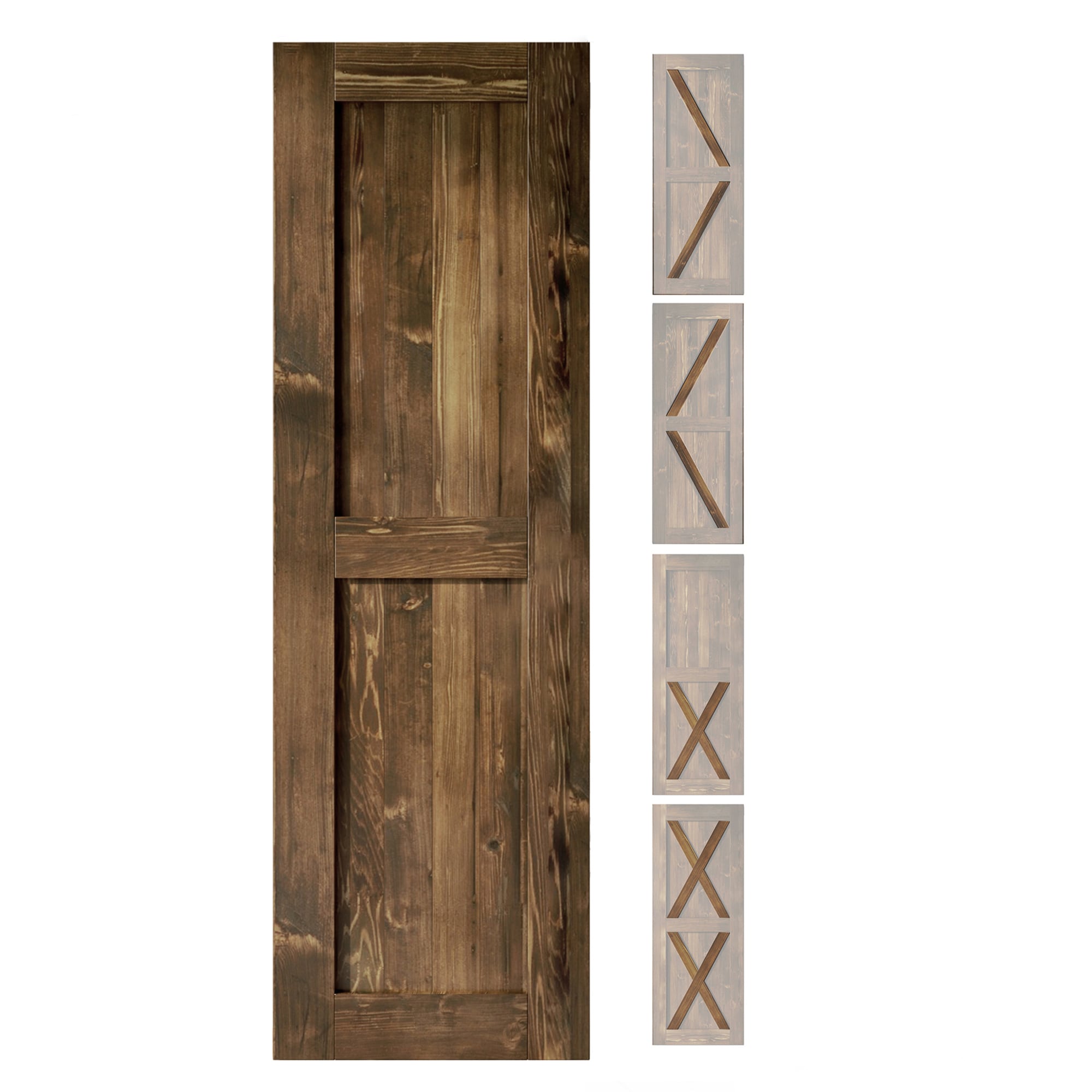 HOMACER 2080F-WALNUT 20-in x 80-in Walnut Pine Wood Solid core Single Barn Door (Hardware Not Included)