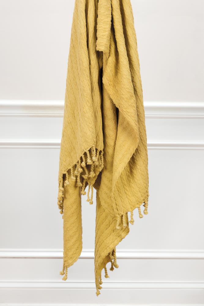 Rizzy Home THRTH0606YE005060 Decorative Blanket Yellow 50-in x 60-in Cotton Throw