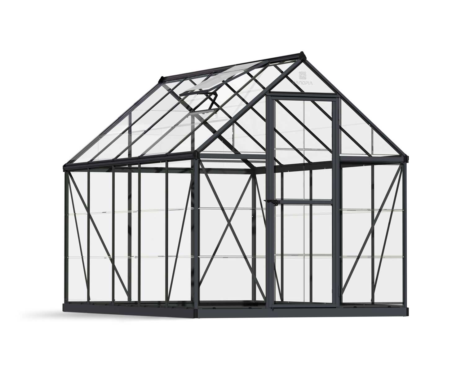 Canopia by Palram 706056 Harmony 10-ft L x 6-ft W x 6.825-ft H Gray Frame/Clear Panel Greenhouse Kit