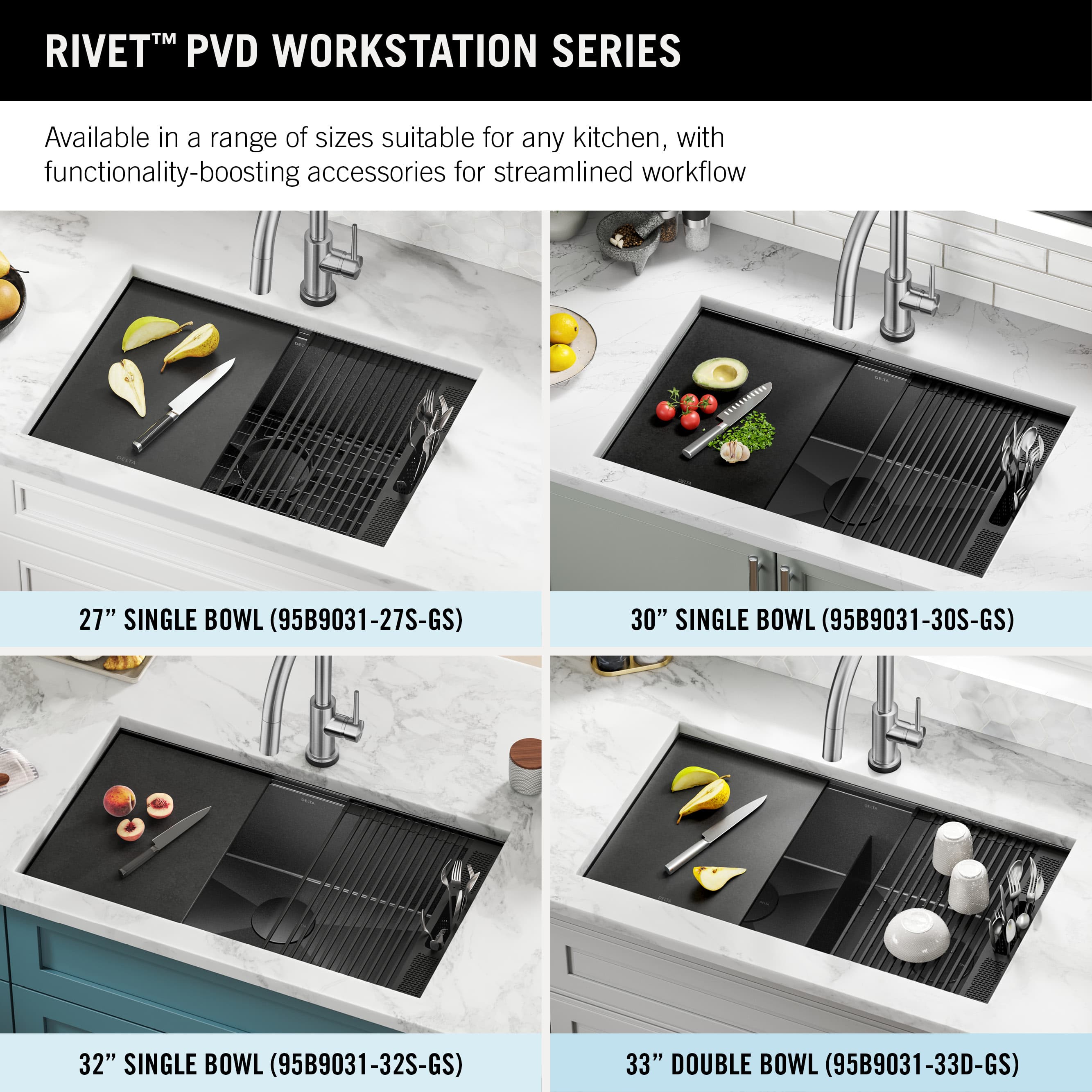 Delta Rivet Undermount 30-in x 19-in Pvd Black Stainless Steel Single ...