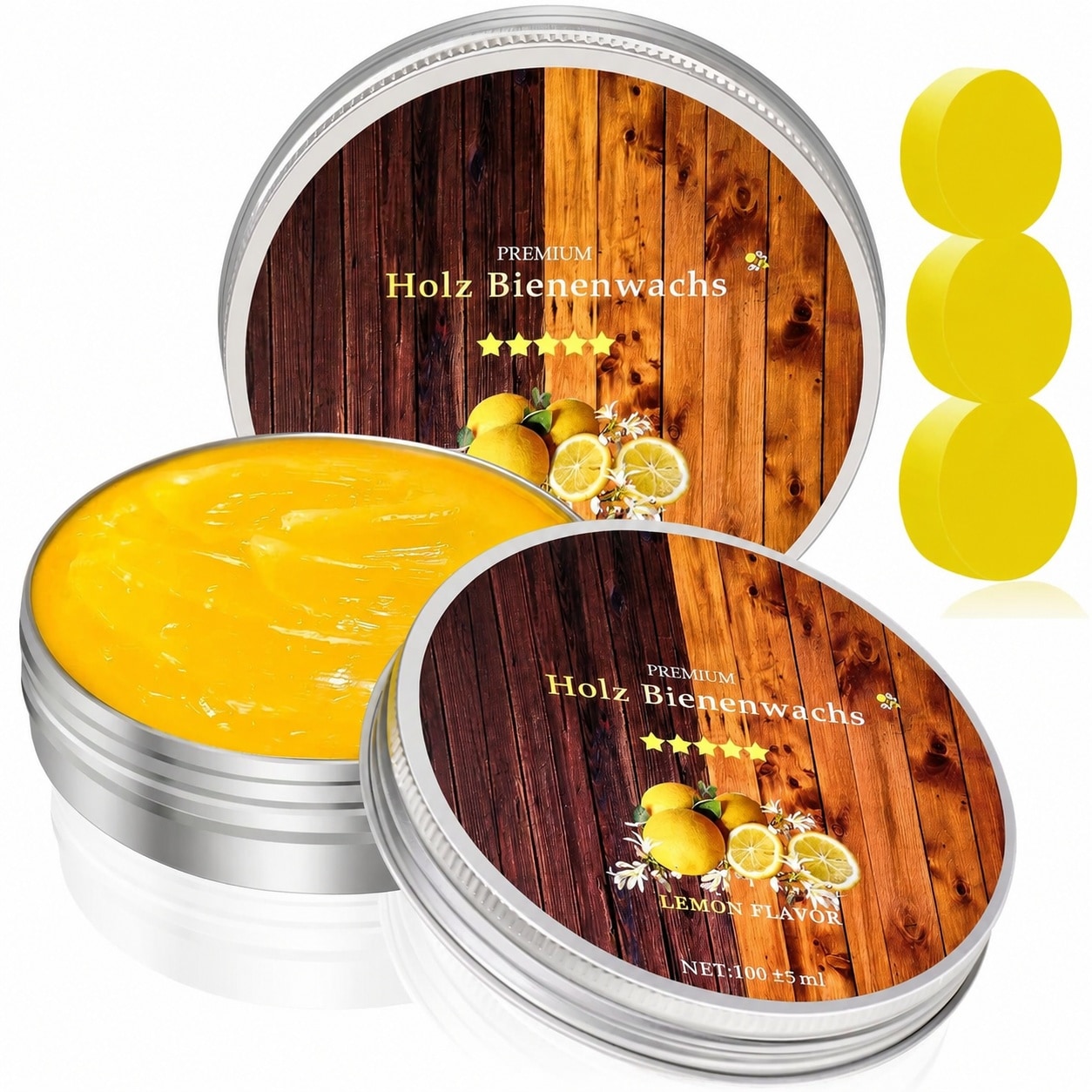 Phyfalip  Beeswax Polish and Conditioner for Wood Furniture Waterproof Restorer Multipurpose Cleaner Lemon Scent for All Types Colors 2 pack with