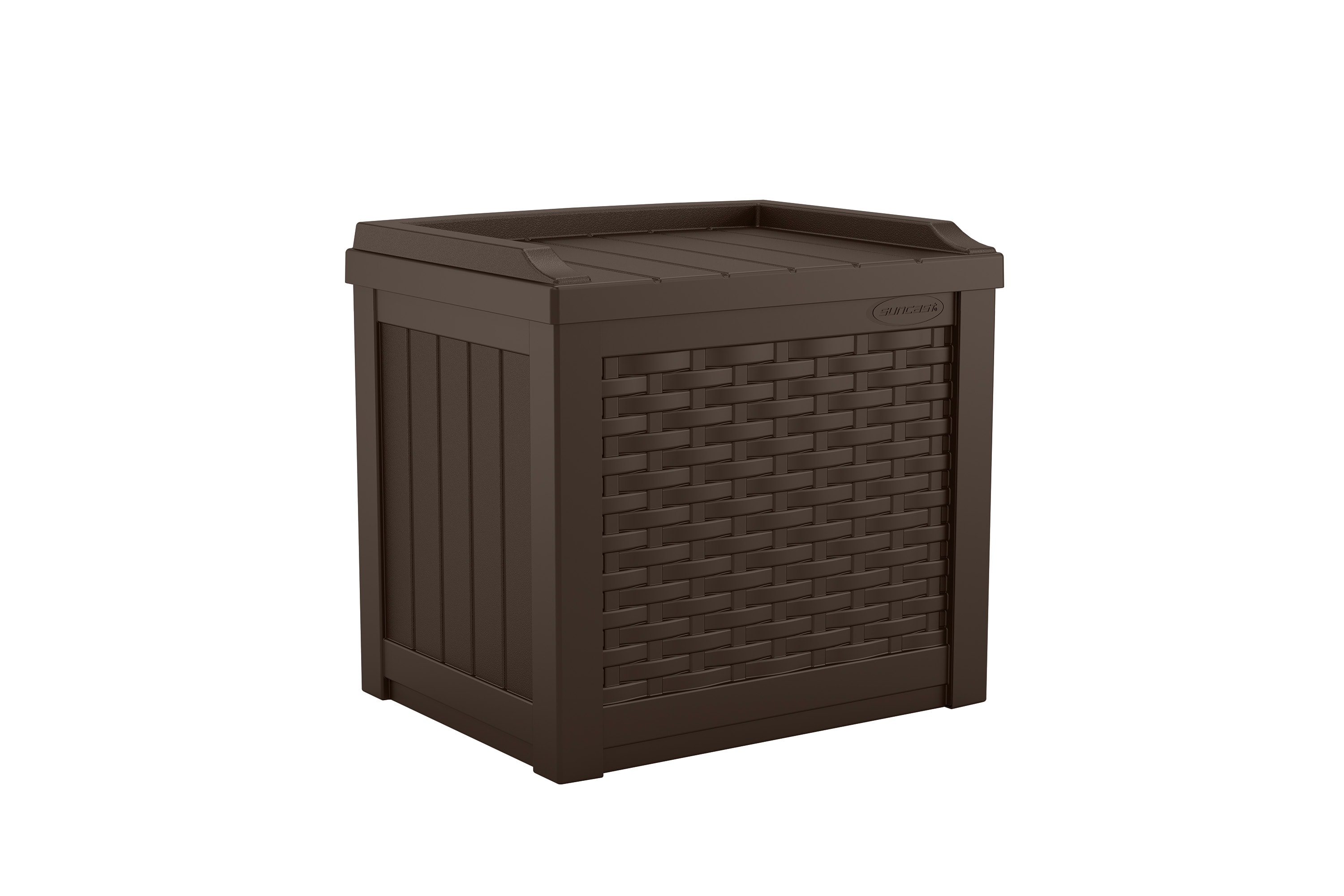 Suncast 73 Gallon Resin Deck Box With Wheels, Taupe/Brown