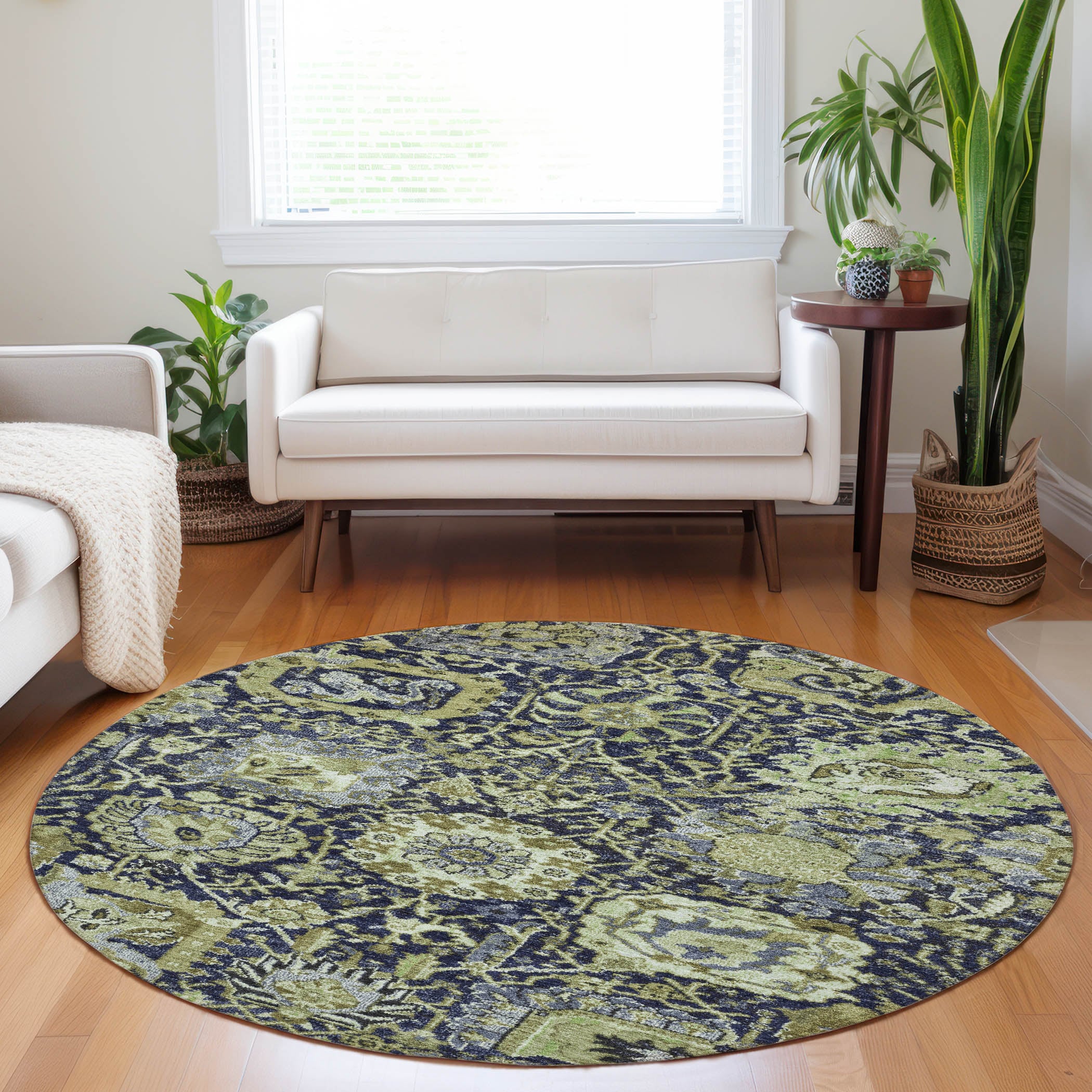 Addison Rugs ACN1321FE8RO Chantille ACN1321FE 8 x 8 (ft) Polyester Fern Round Indoor/Outdoor Geometric Machine washable Area rug
