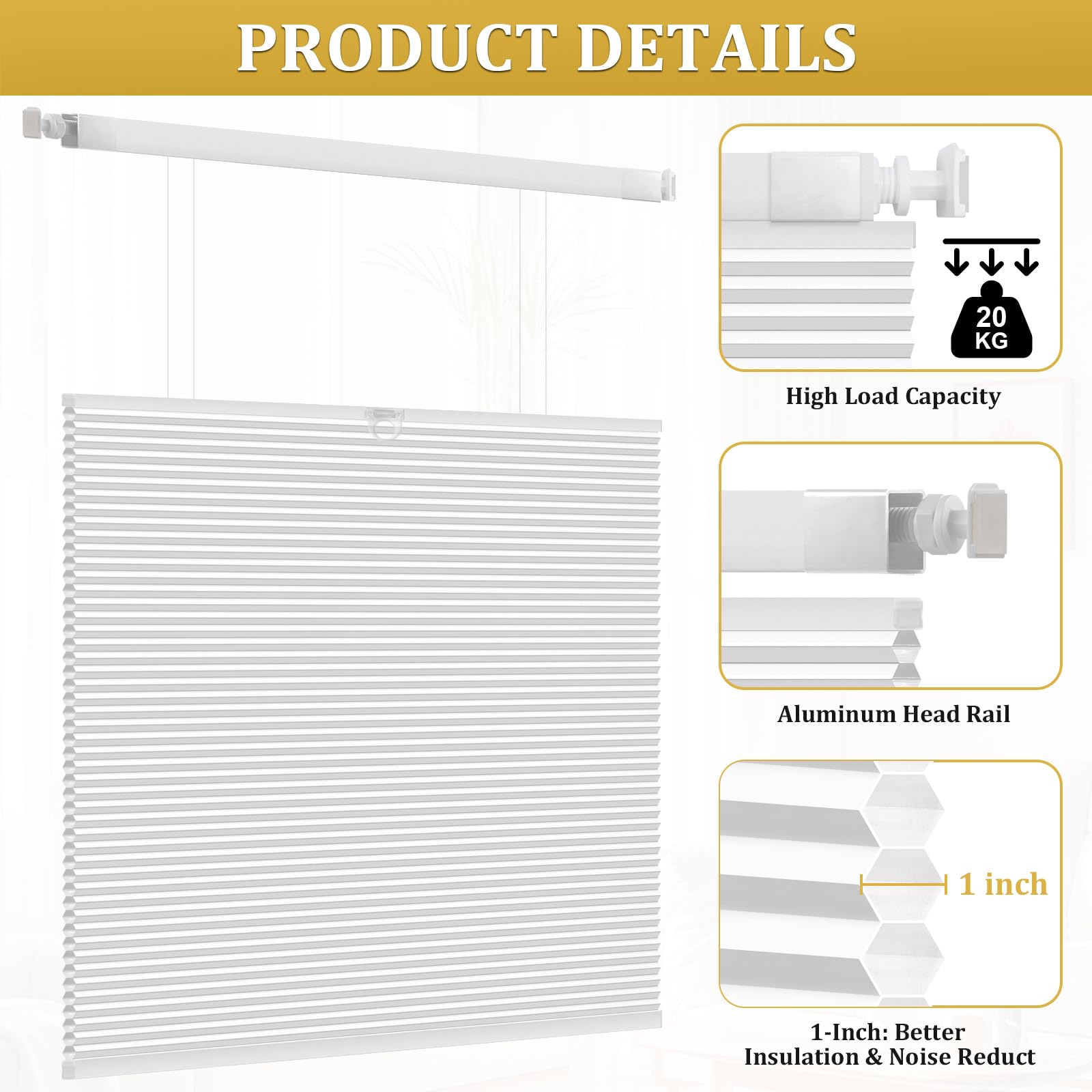 Yichuhaoxi Shade and Beyond No Tools No Drill Blinds for Indoor Windows ...
