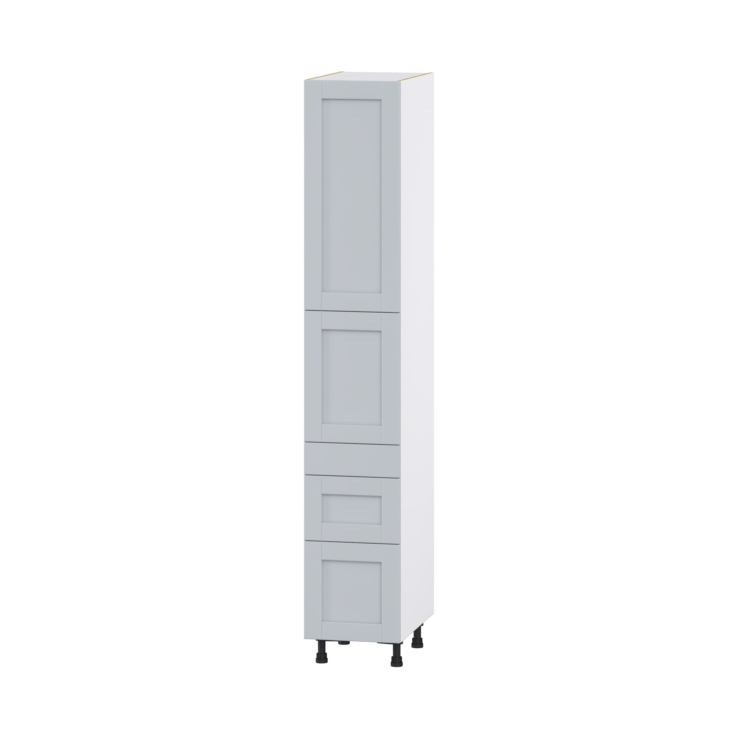 Hugo&Borg DST3D152489.5I2-CH Charlesberg 15-in W x 89.5-in H x 24-in D Light Gray 3 -Drawers Pantry Fully assembled Cabinet (Flat Panel Shaker)