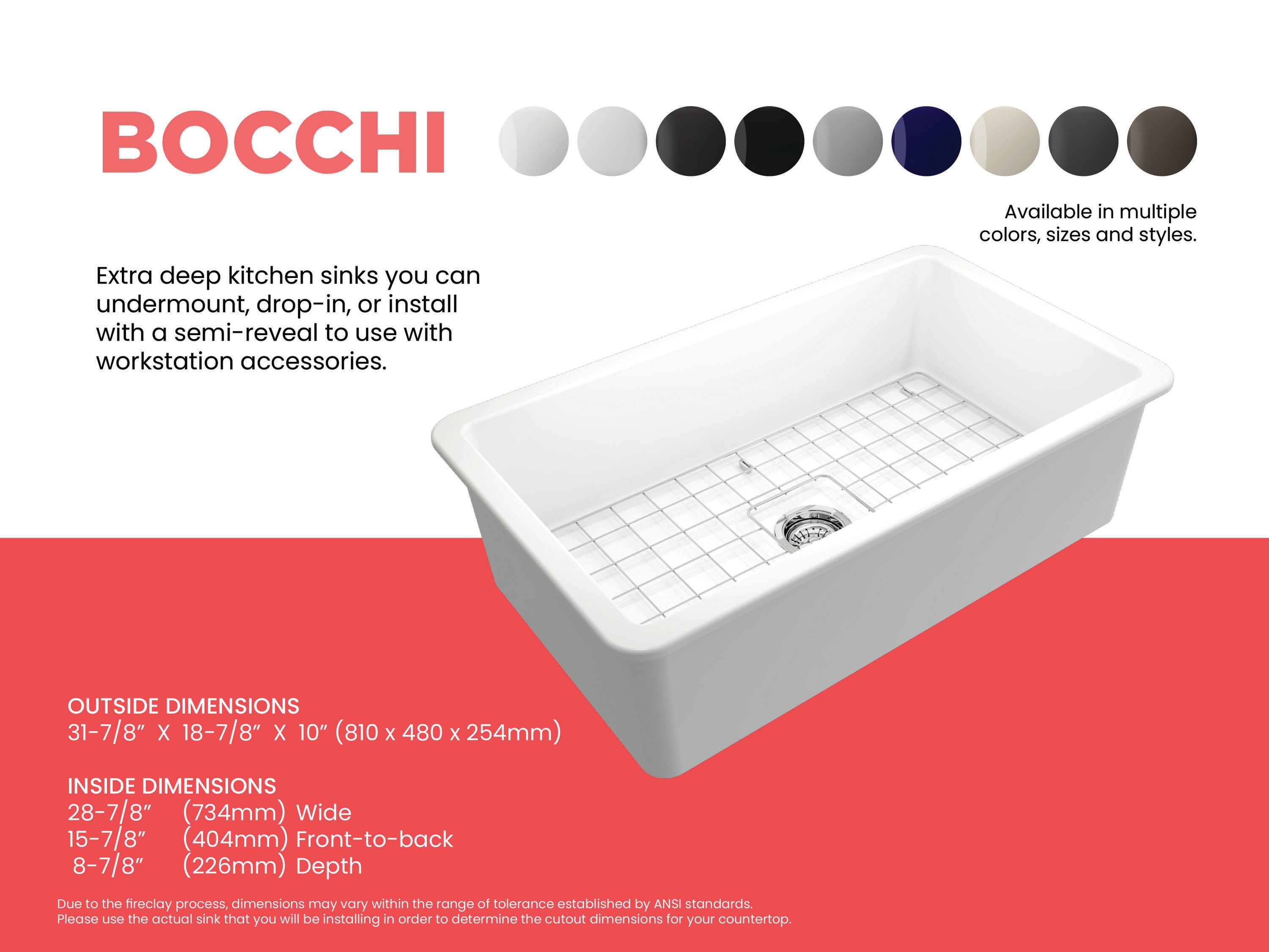 Matte White Fireclay Farmhouse Drop-In Single Bowl Sink