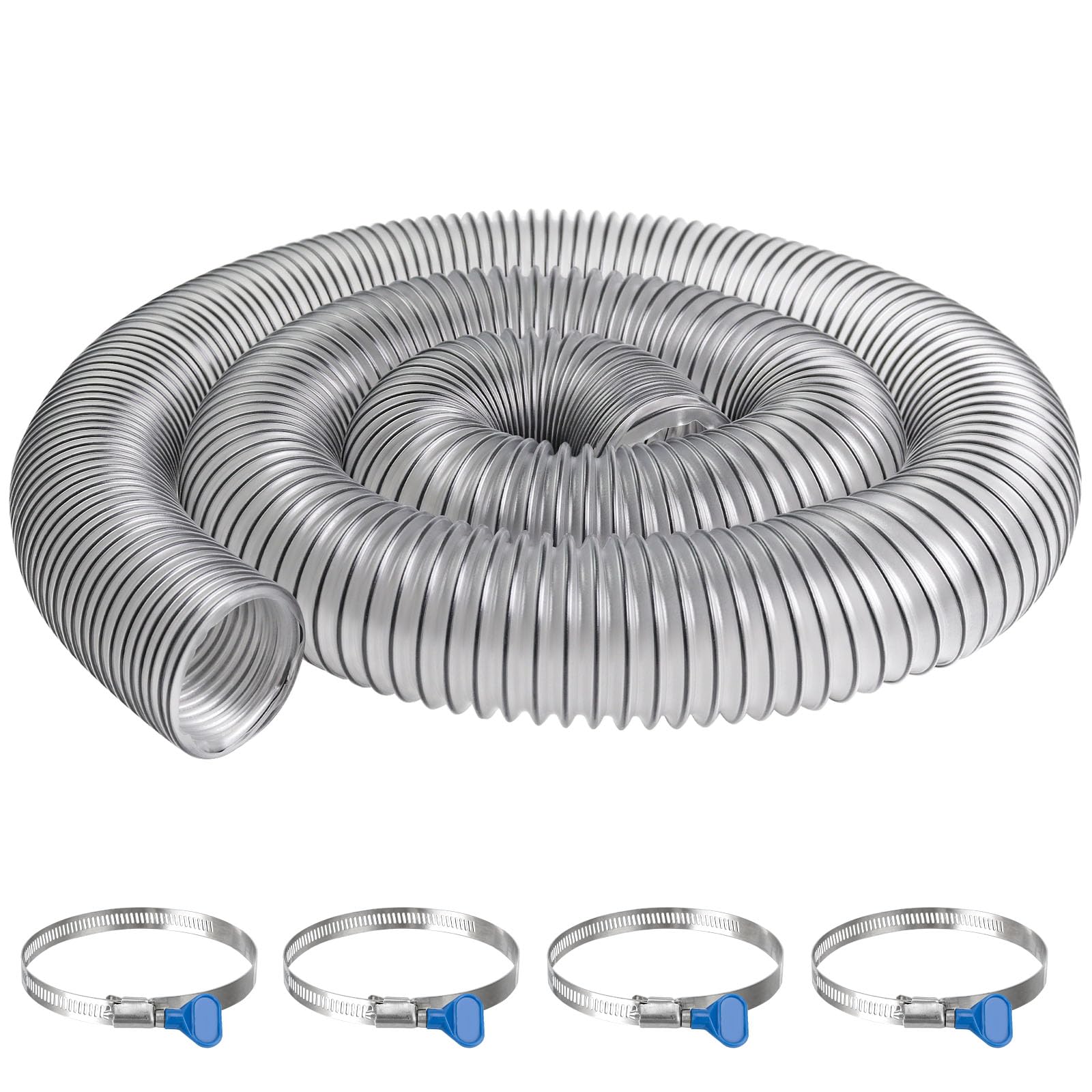 KIWDZFU  2-1/2 in by 10 ft Clear PVC Dust Collection Hose with Carbon Steel Wire for Woodworking Shop Vacuum and Dust Collector