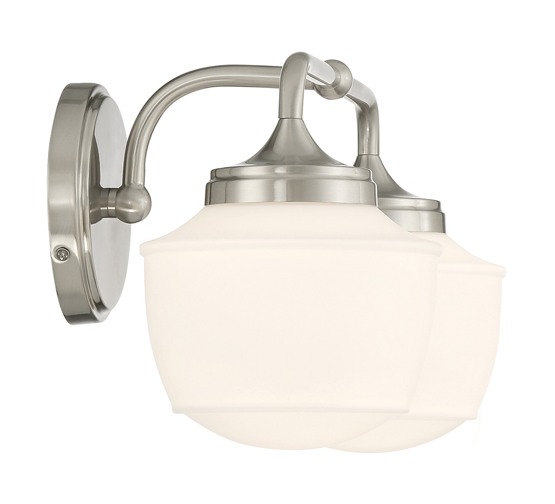 Cornwell Brushed Nickel and Opal Glass 2-Light Bath Vanity