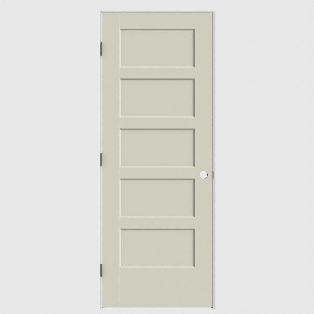 Masonite 640522 24-in x 80-in Moonglow Solid core 5-panel square Right hand Smooth Prefinished Molded composite Single Prehung Interior Door