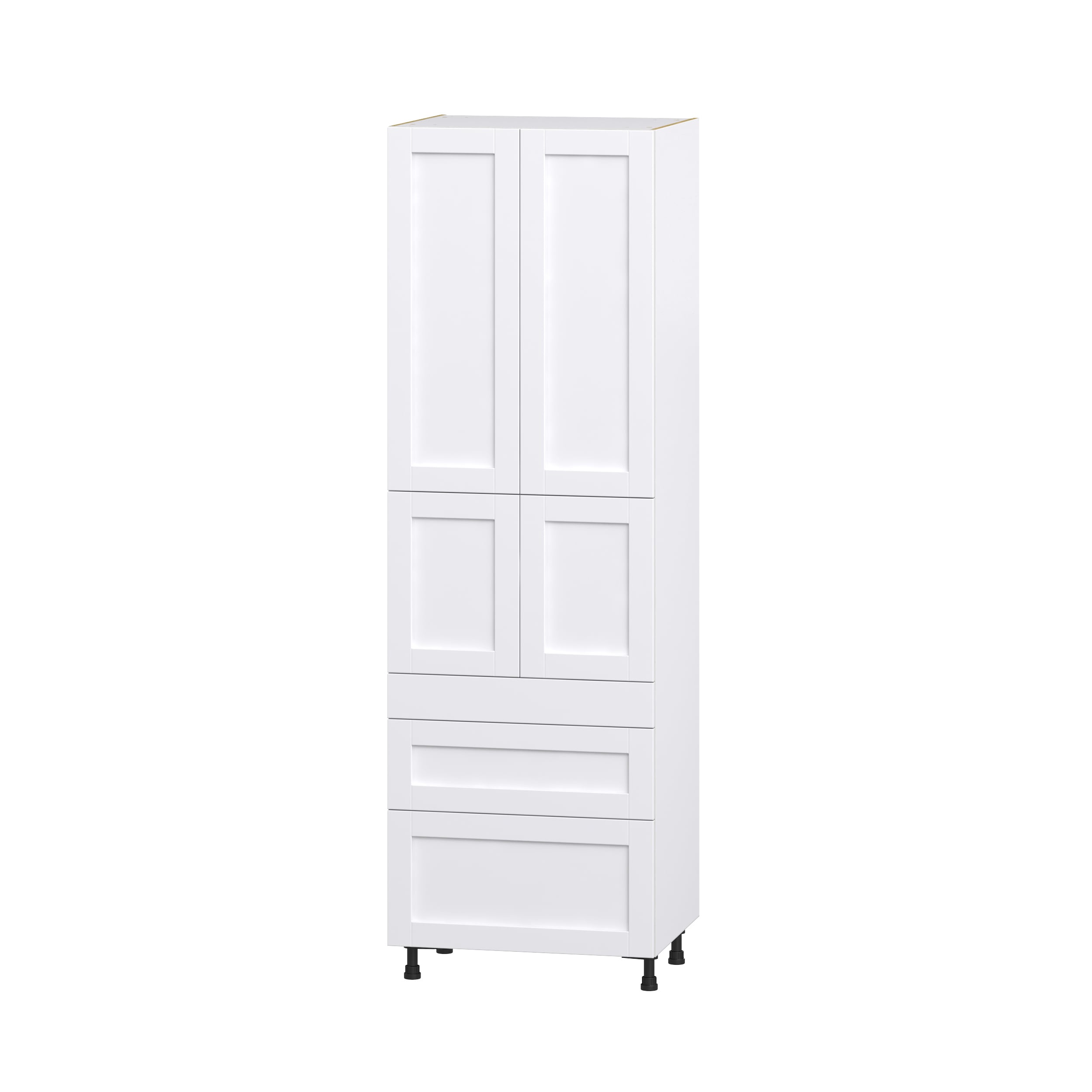 Hugo&Borg Rosemont 15-in W x 94.5-in H x 24-in D Glacier White 5-Drawers Pantry Fully Assembled Cabinet (Recessed Panel Shaker Style)
