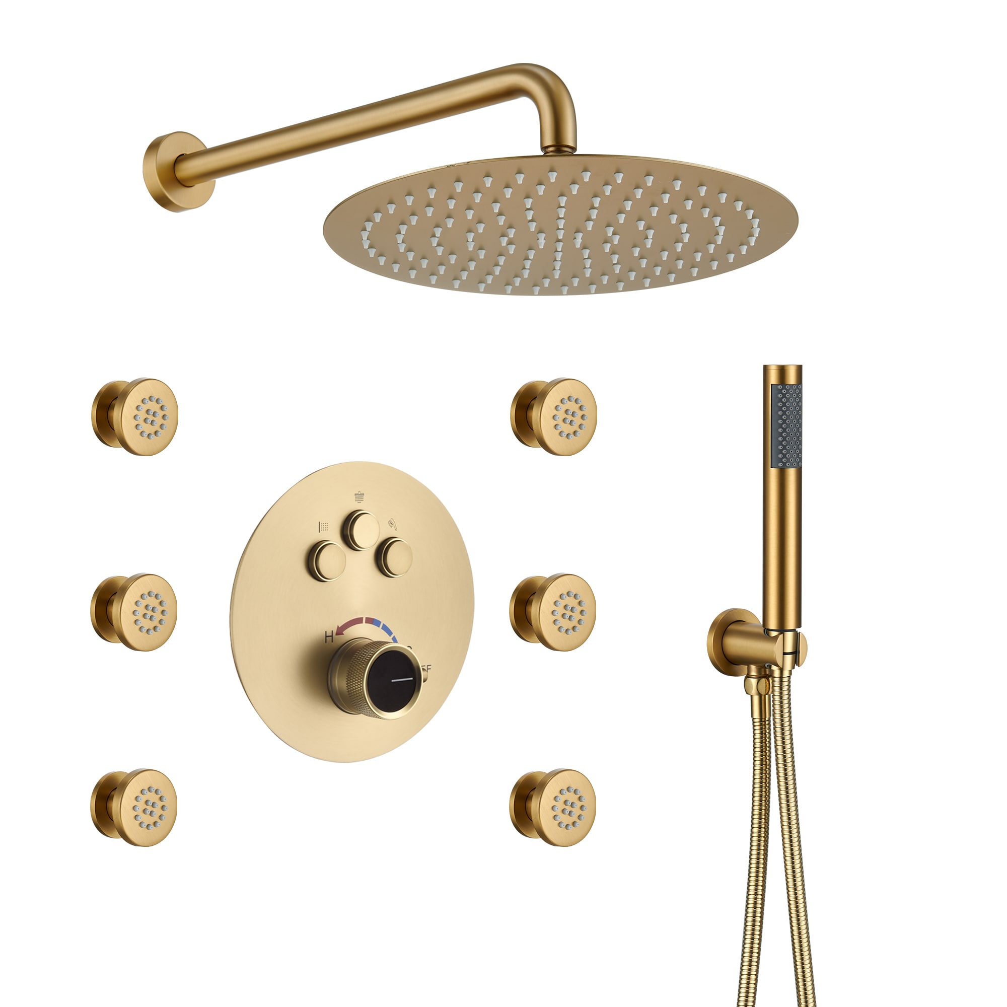 Black Gold Faucet Shower System Bathroom Toilet Rack Thermostatic Big Shower  Faucet Set Copper